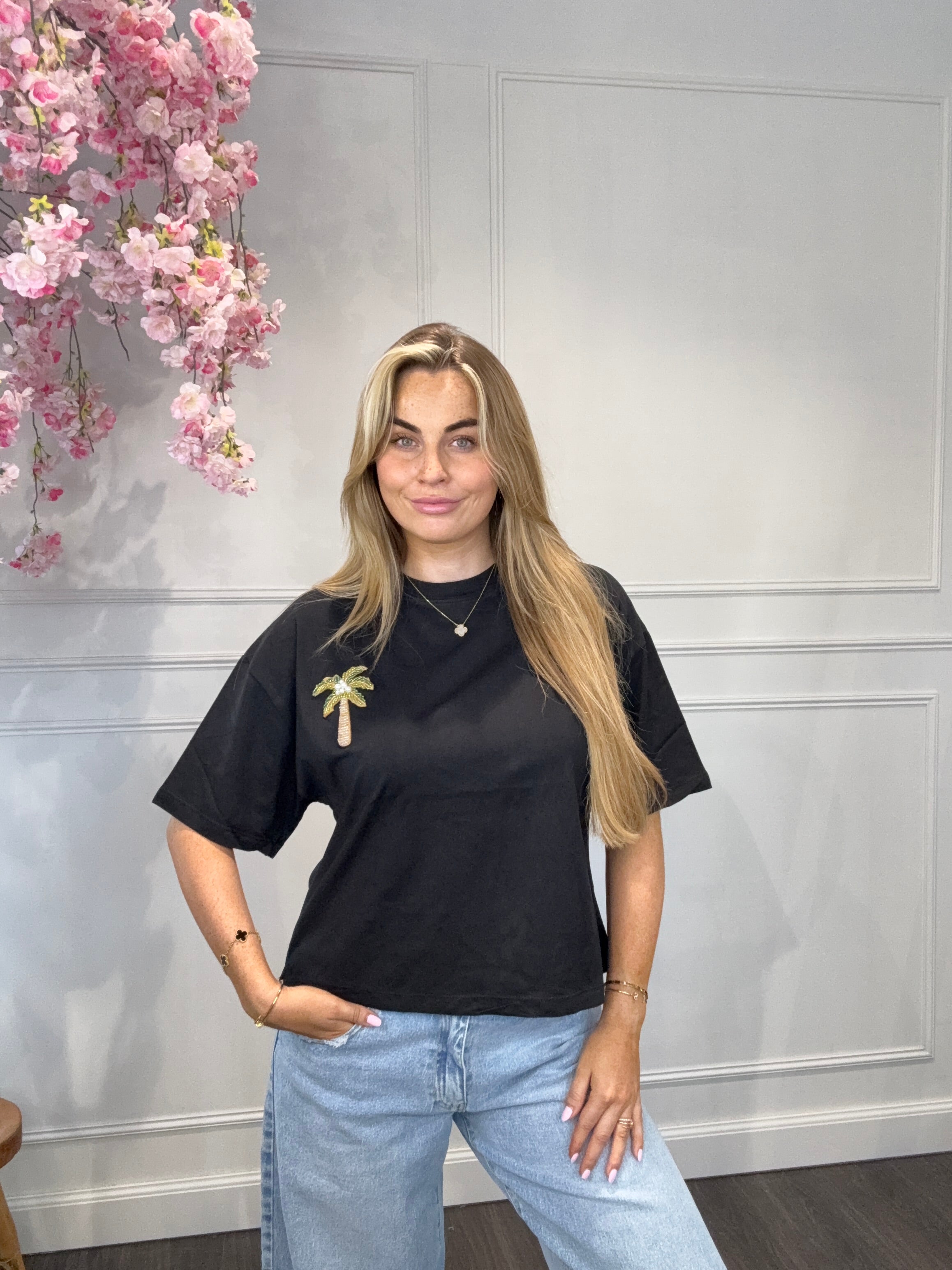 T-Shirt Palm Boom Zwart