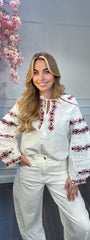Blouse Cyprus Wit/Rood