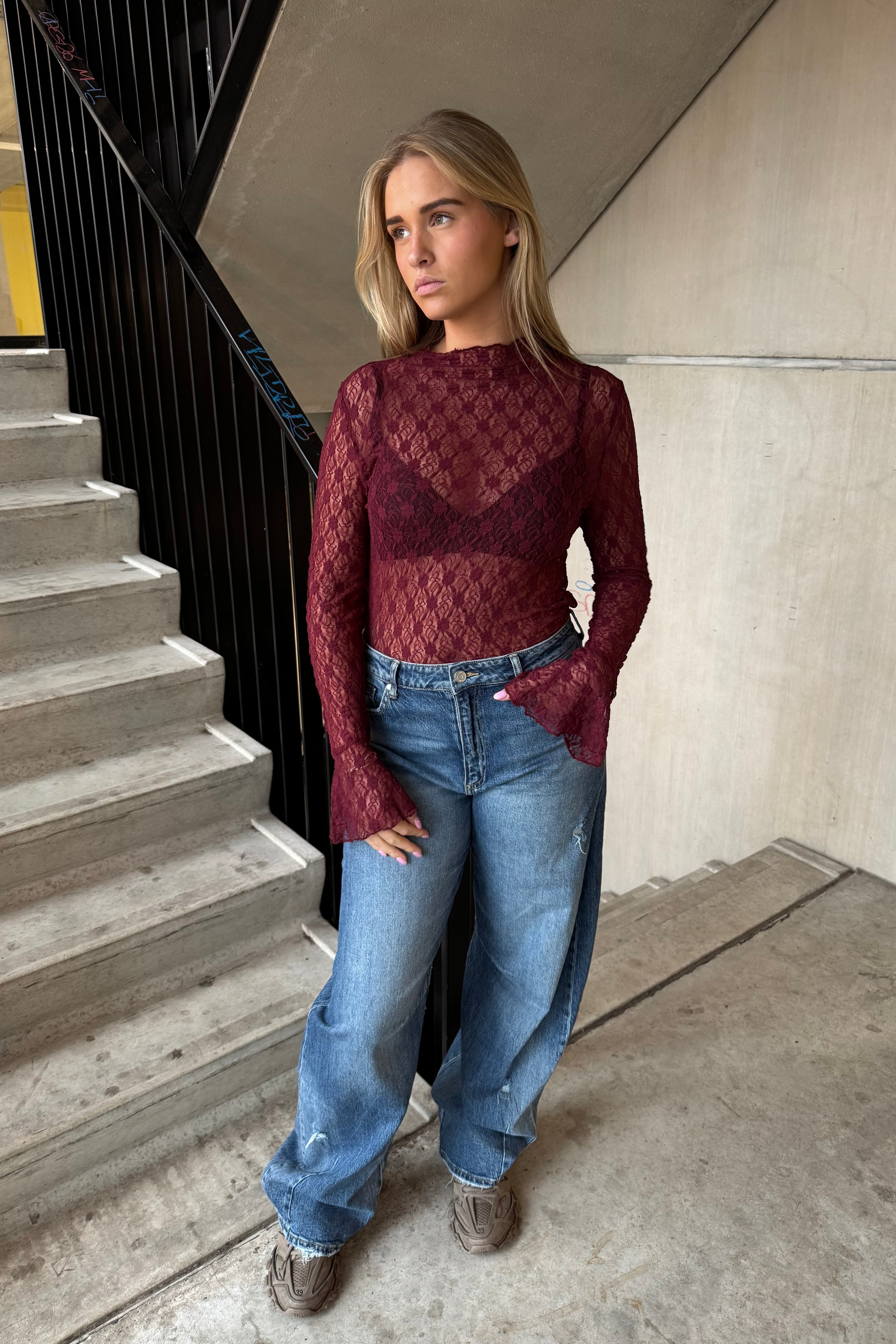 Kanten Ambika Top Sanne Bordeaux