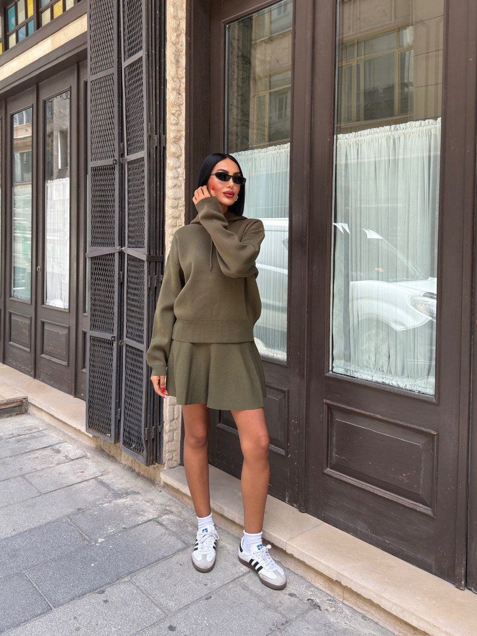 2 Delige Set Army Groen - Hoodie & Rokje