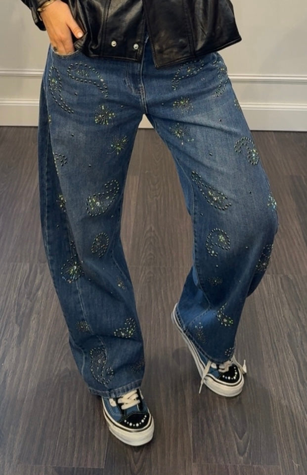 Jeans Blauw Stenen Vol Bobbi