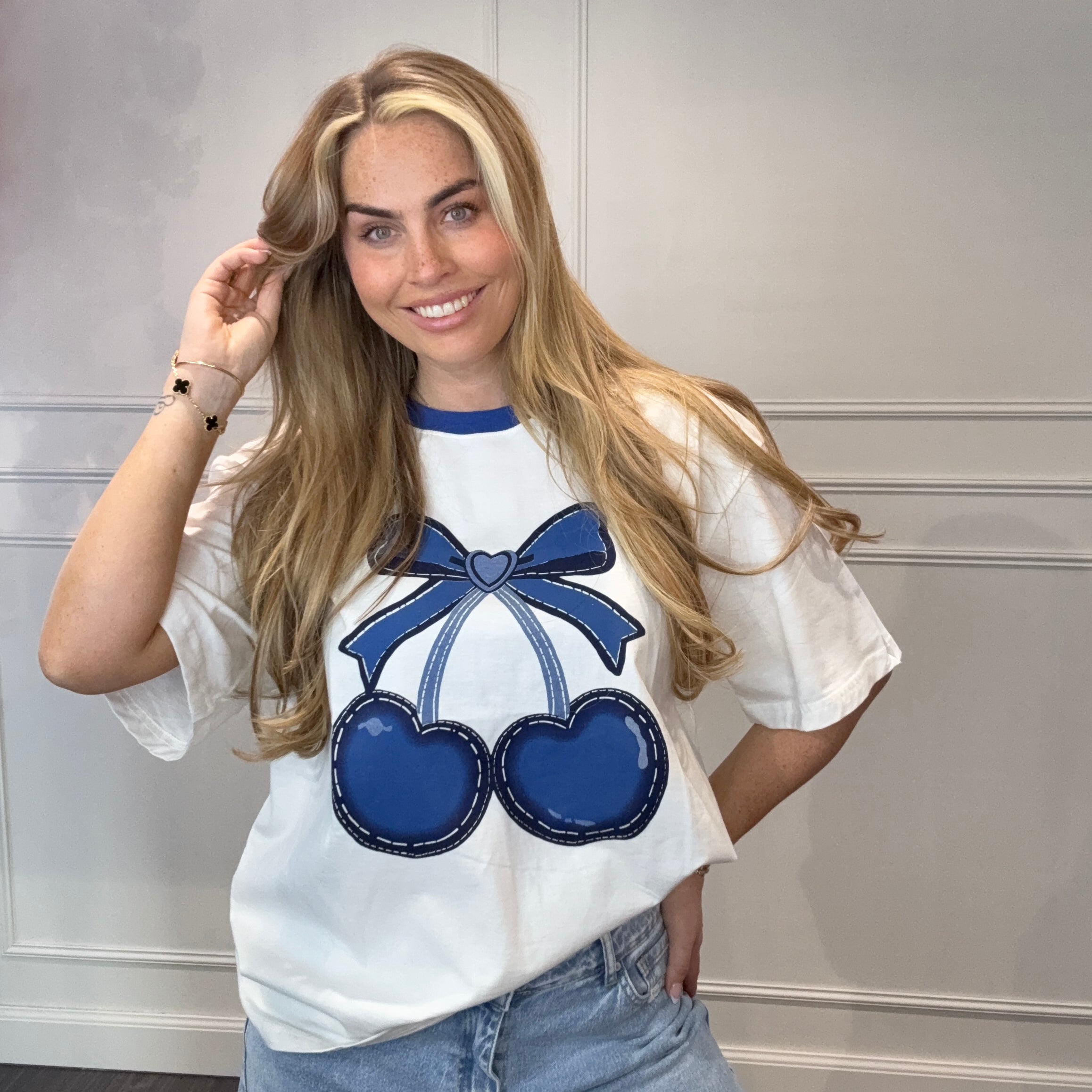 T- Shirt Cherry Blauw