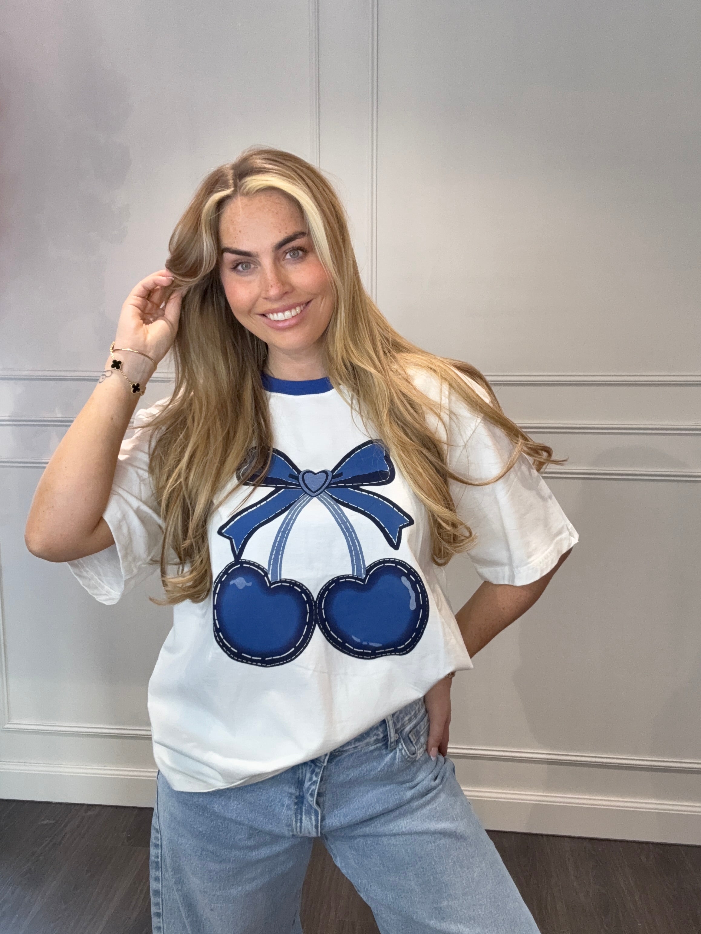 T- Shirt Cherry Blauw