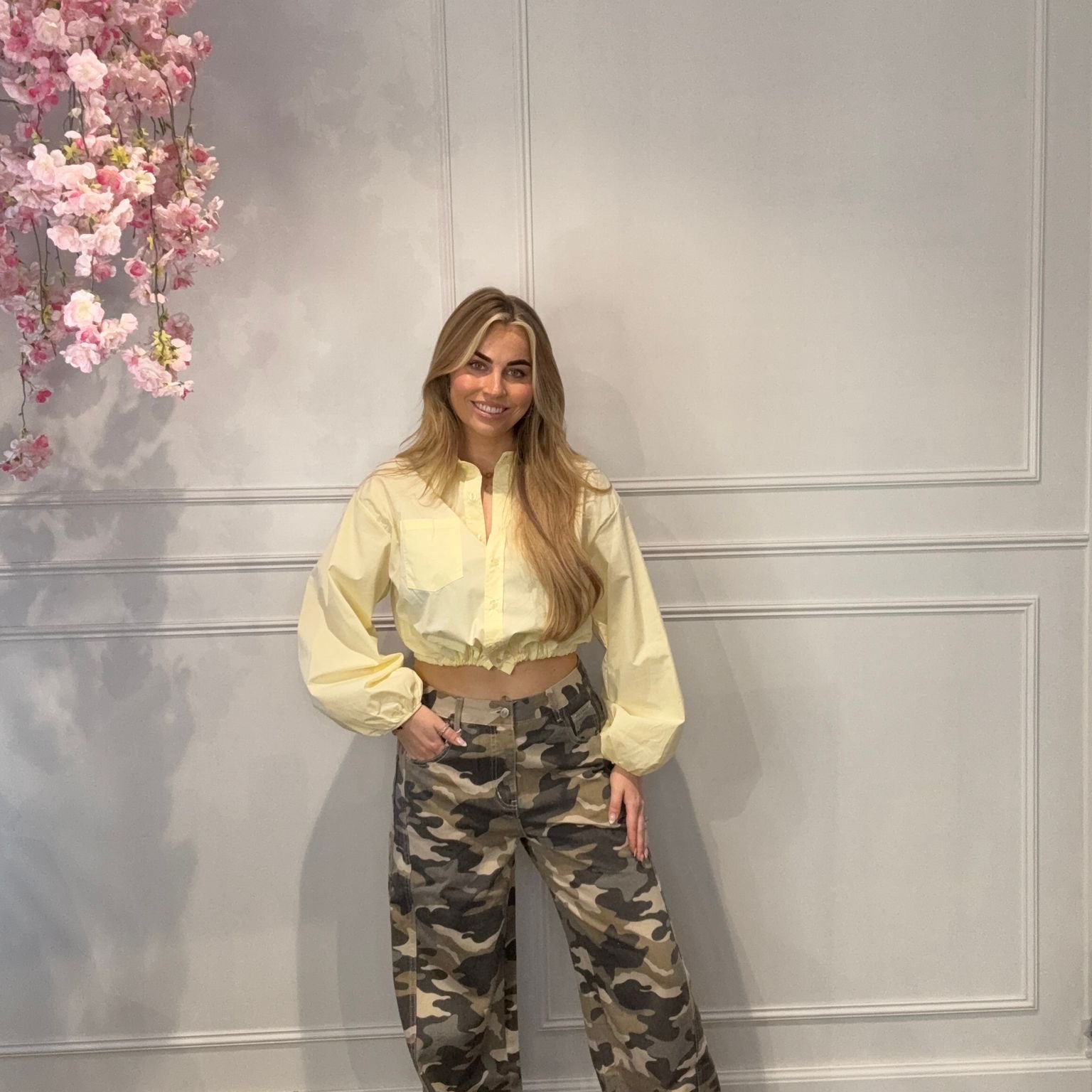 Blouse Cropped Geel met Koord
