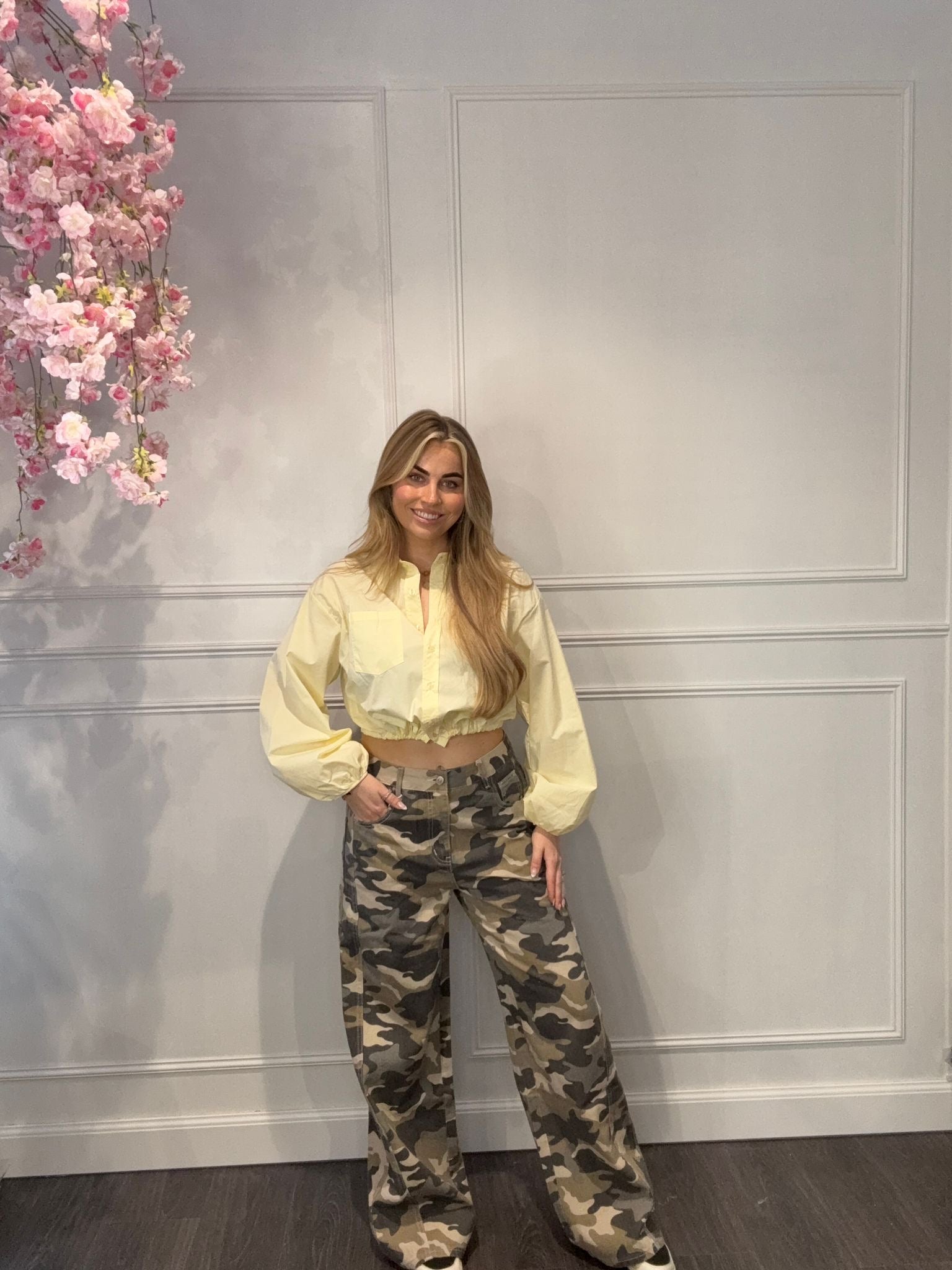 Blouse Cropped Geel met Koord