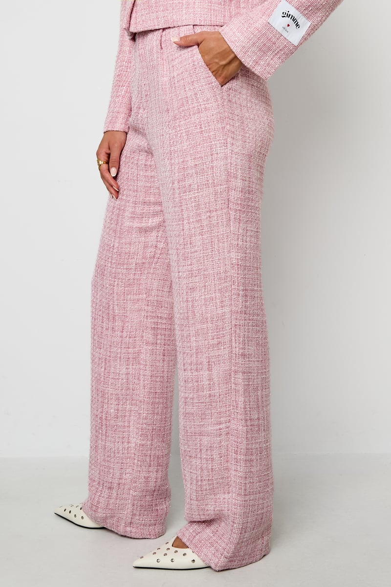 Polyester fiber (polyester) Straight pants Checkered Elegant Fall/Winter  Clothes