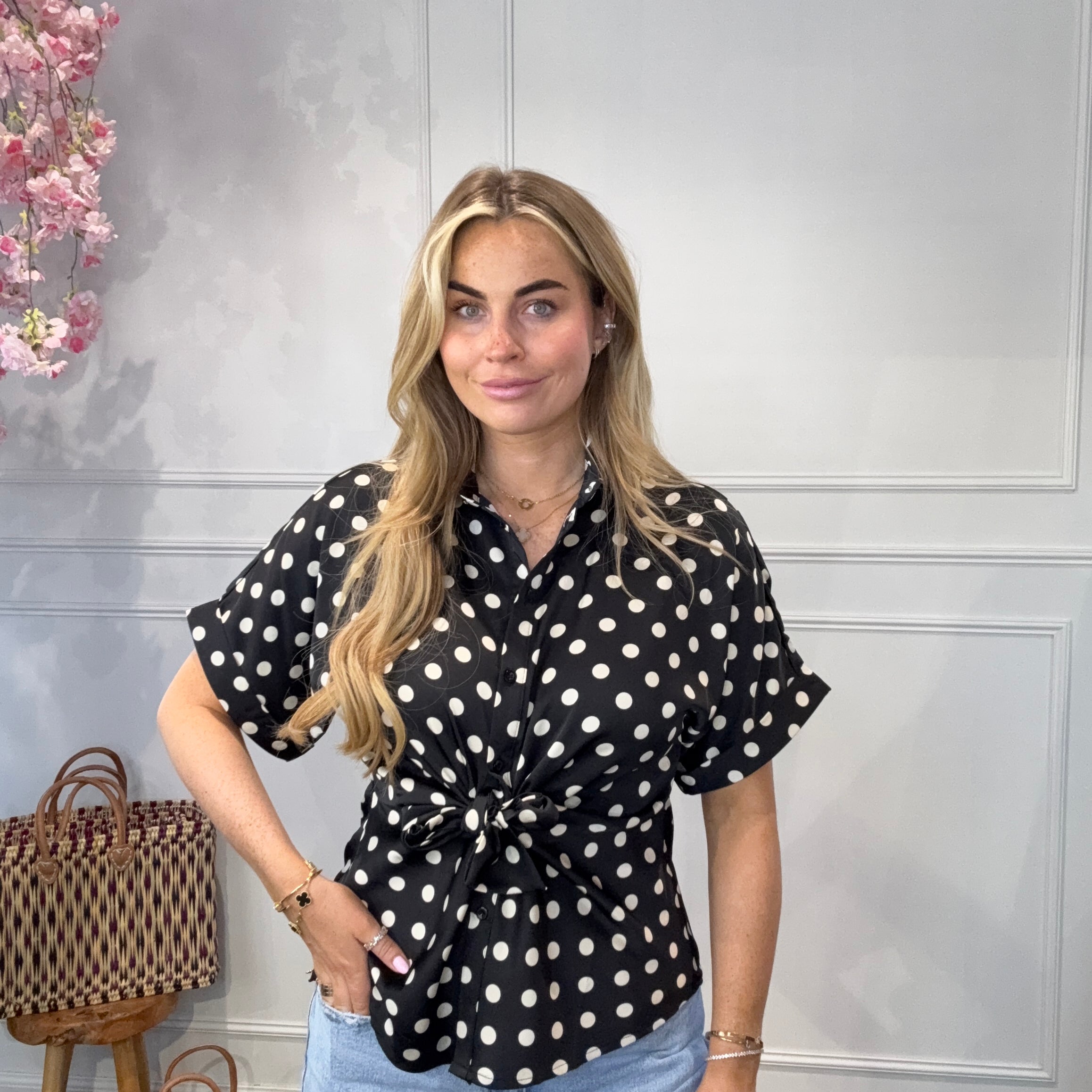 Ambika Blouse Polkadots Zwart