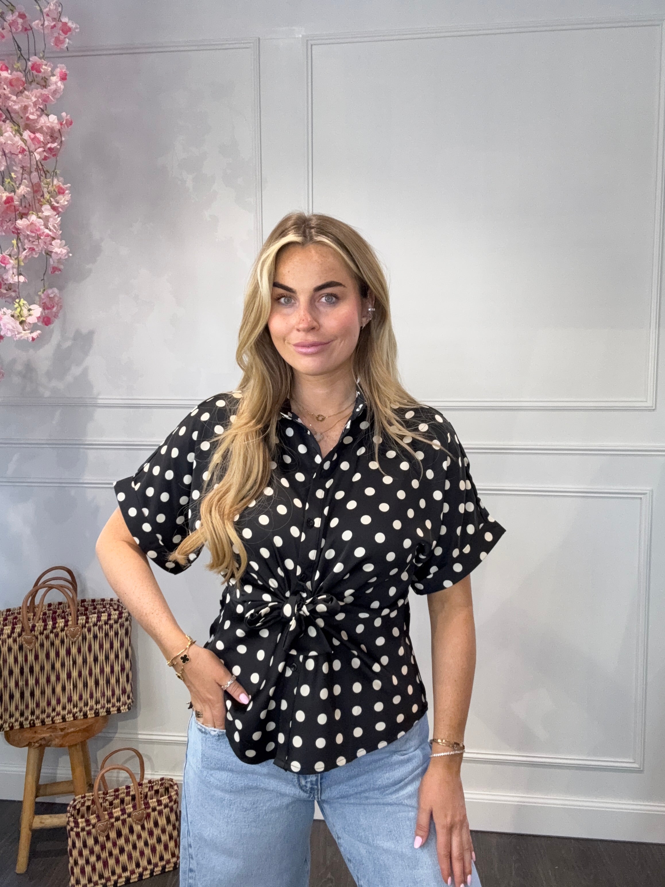 Ambika Blouse Polkadots Zwart