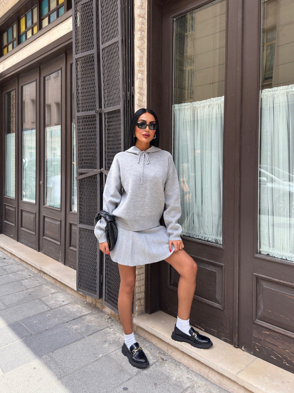 2 Delige Set Grijs - Hoodie & Rokje