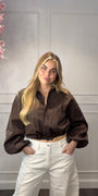 Blouse Cropped Bruin met Koord
