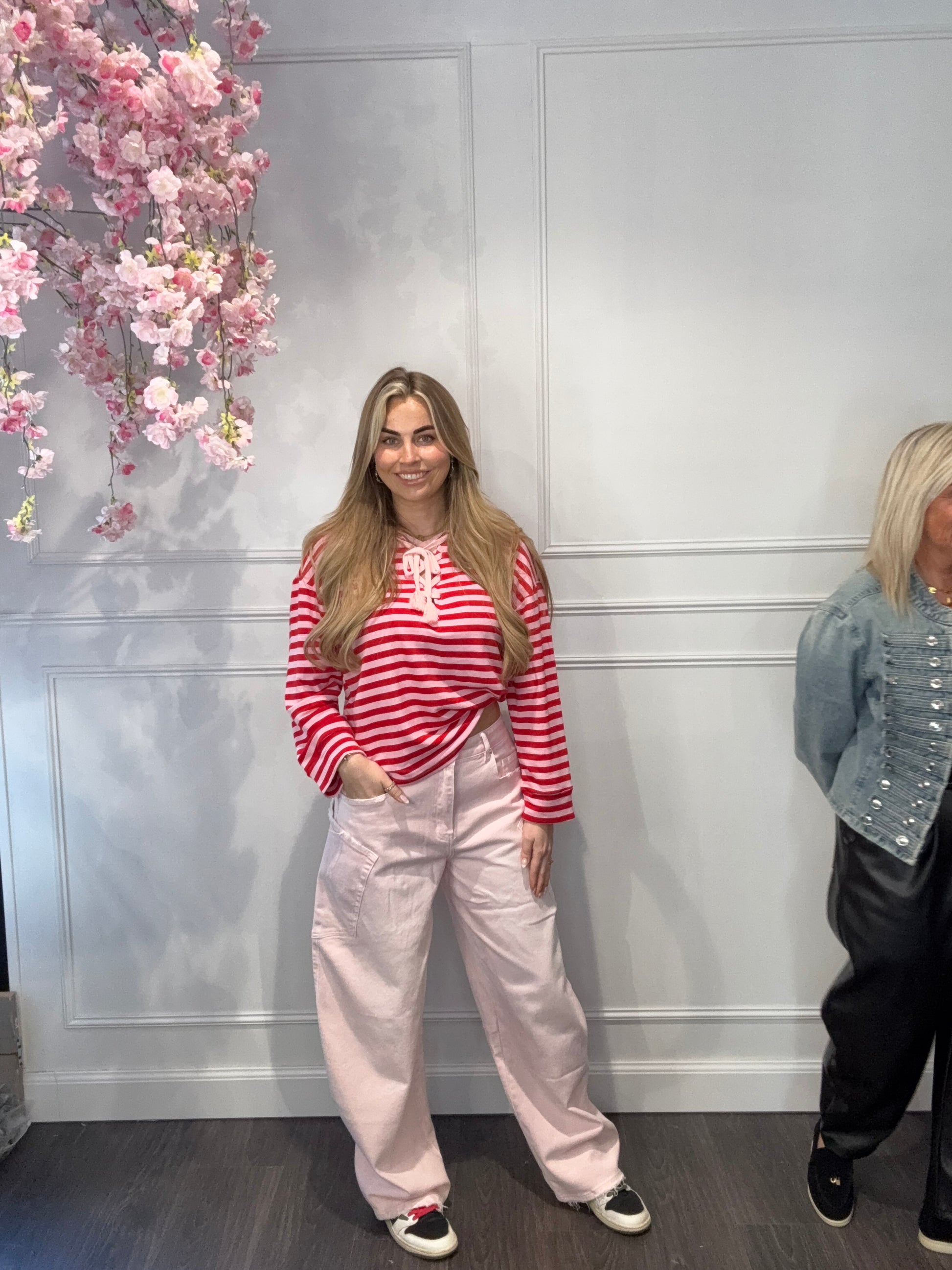 Ambika Top Streep Roze-Rood