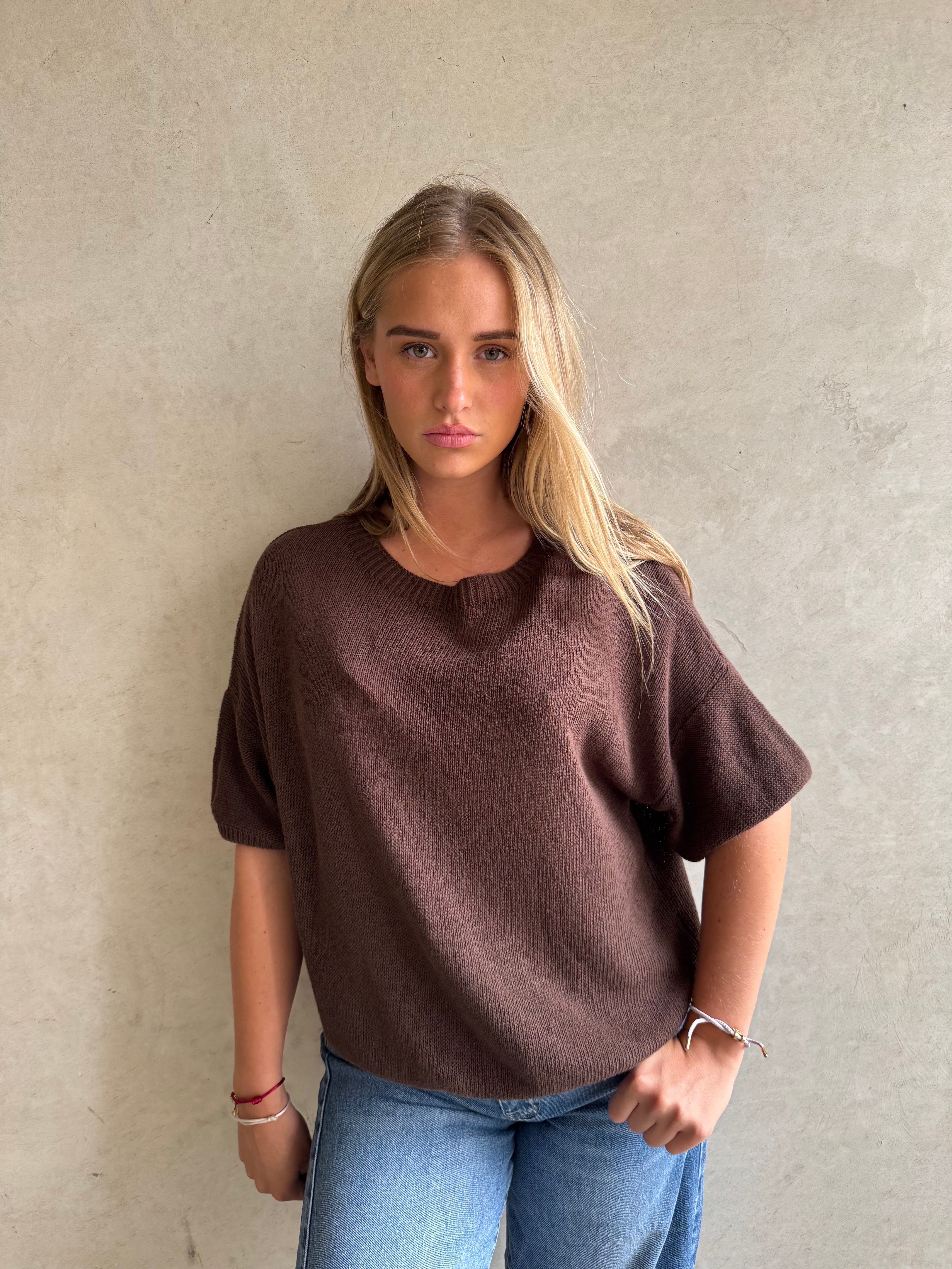 Trui Knitted Basic Bruin