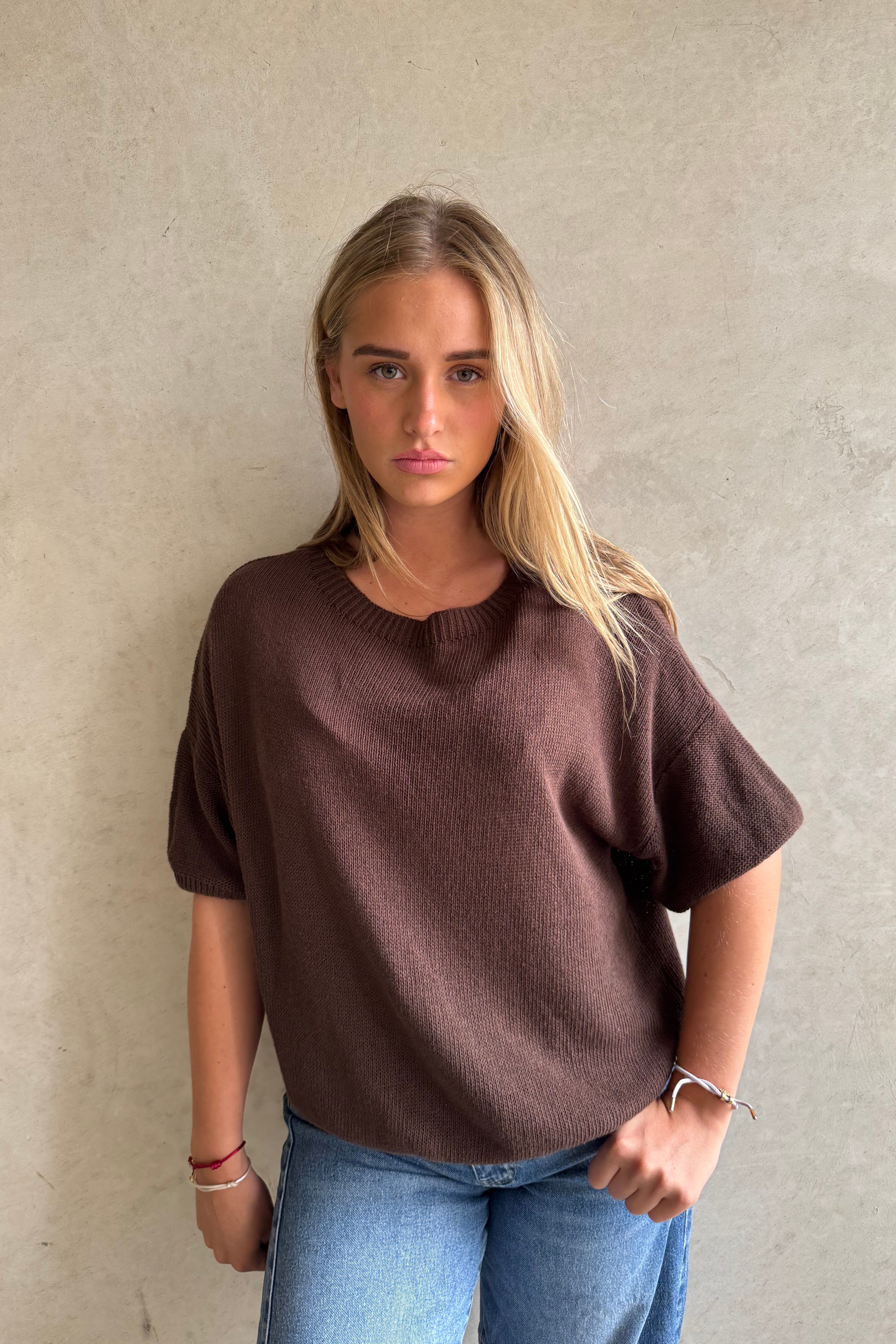 Trui Knitted Basic Bruin