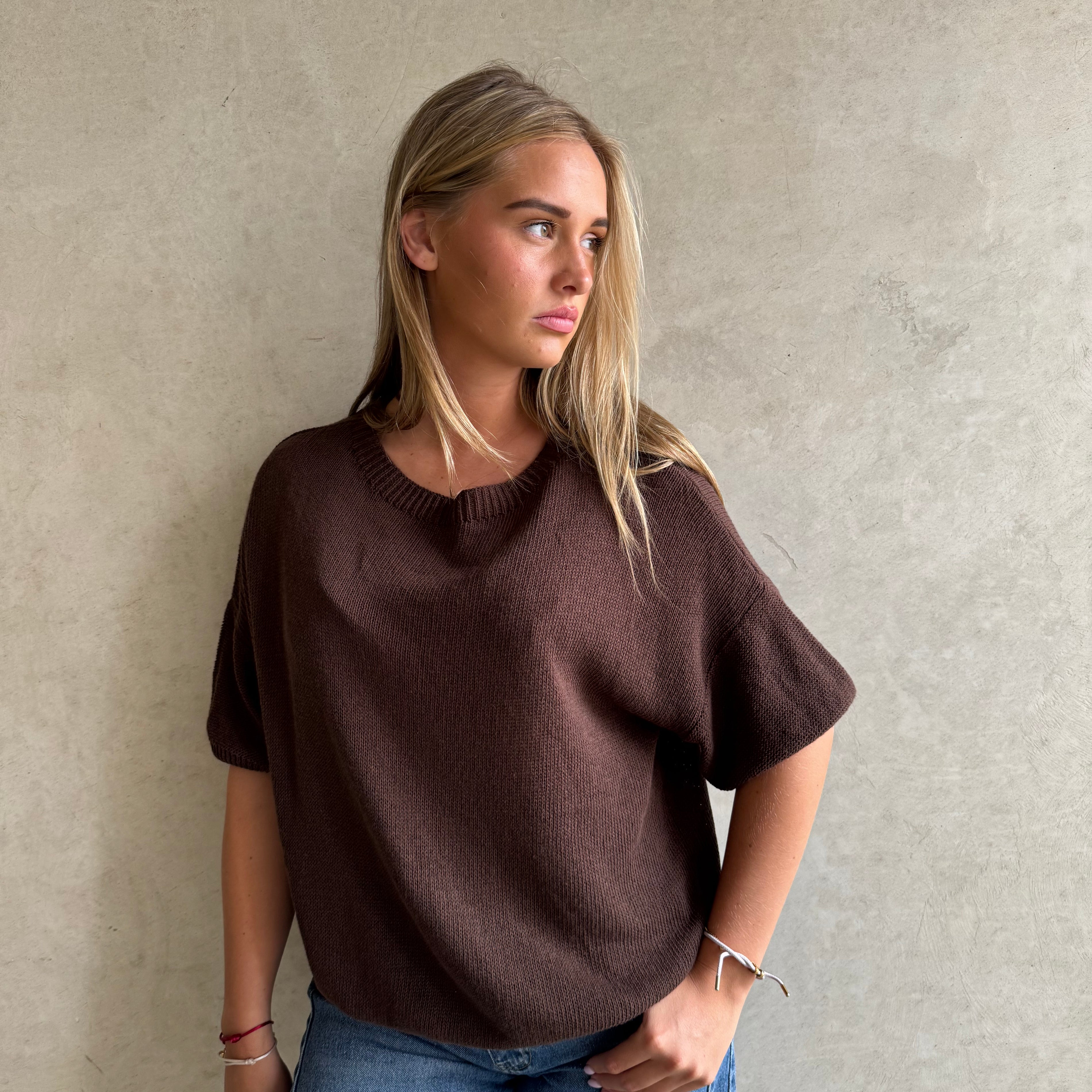 Trui Knitted Basic Bruin