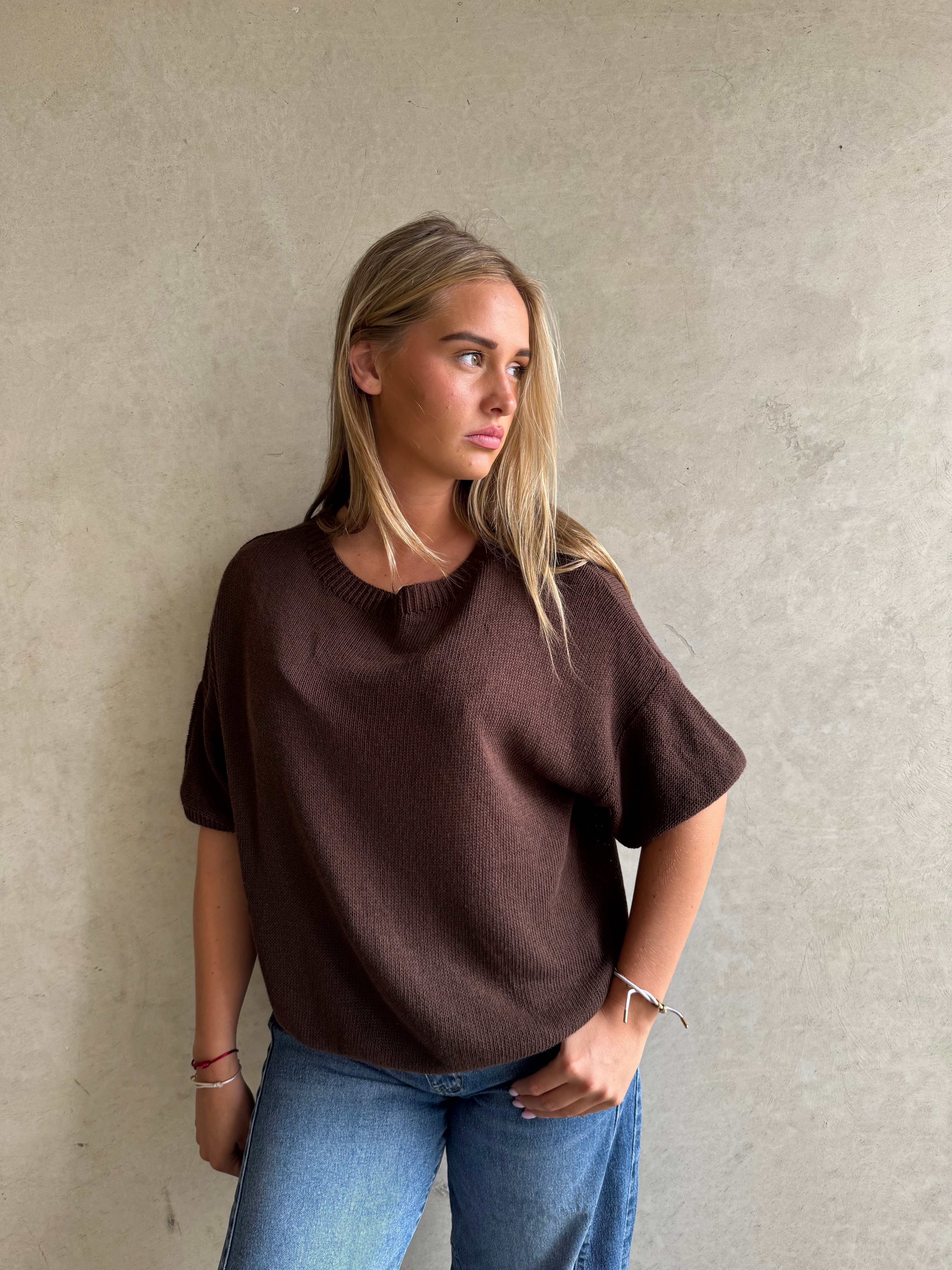 Trui Knitted Basic Bruin