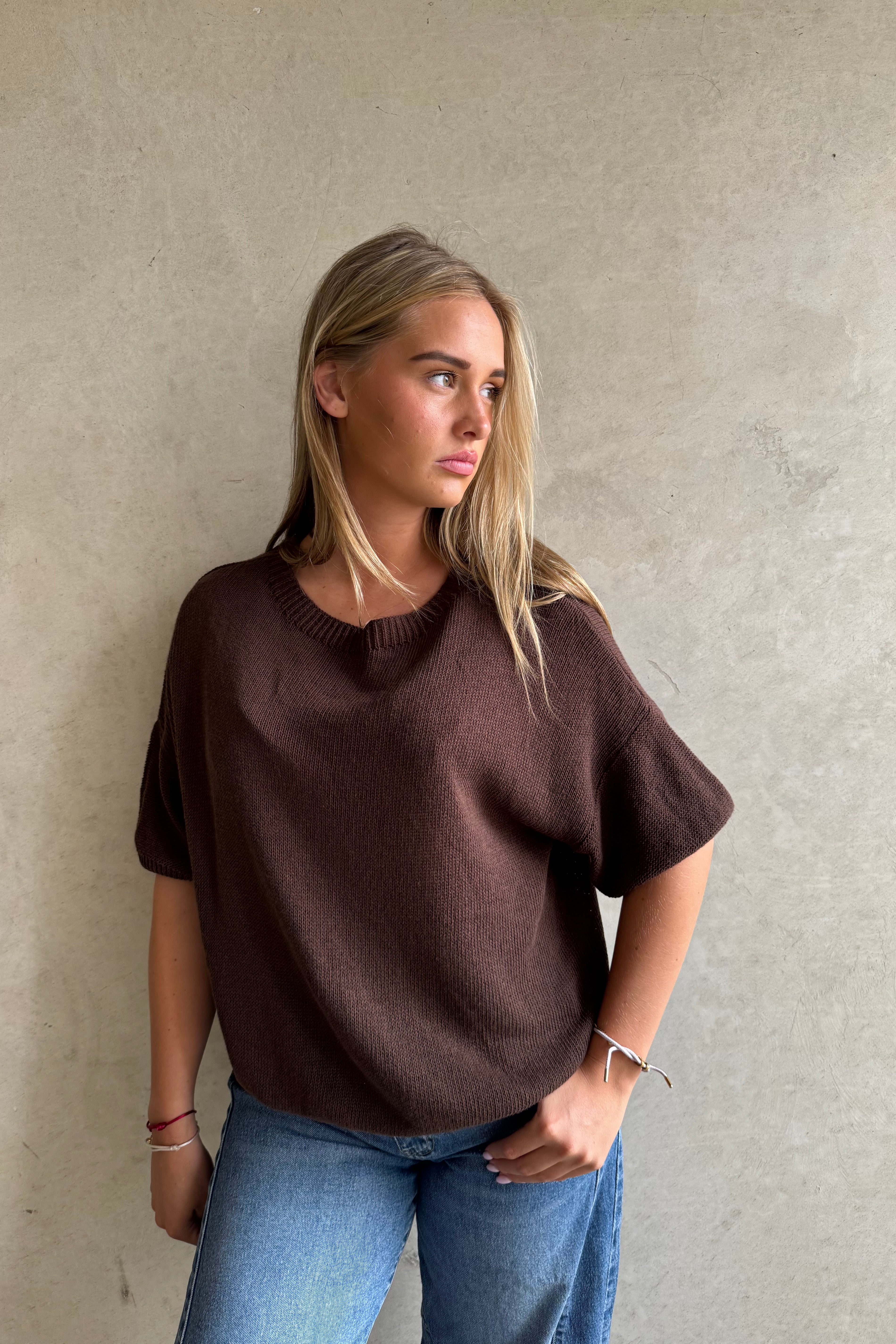 Trui Knitted Basic Bruin