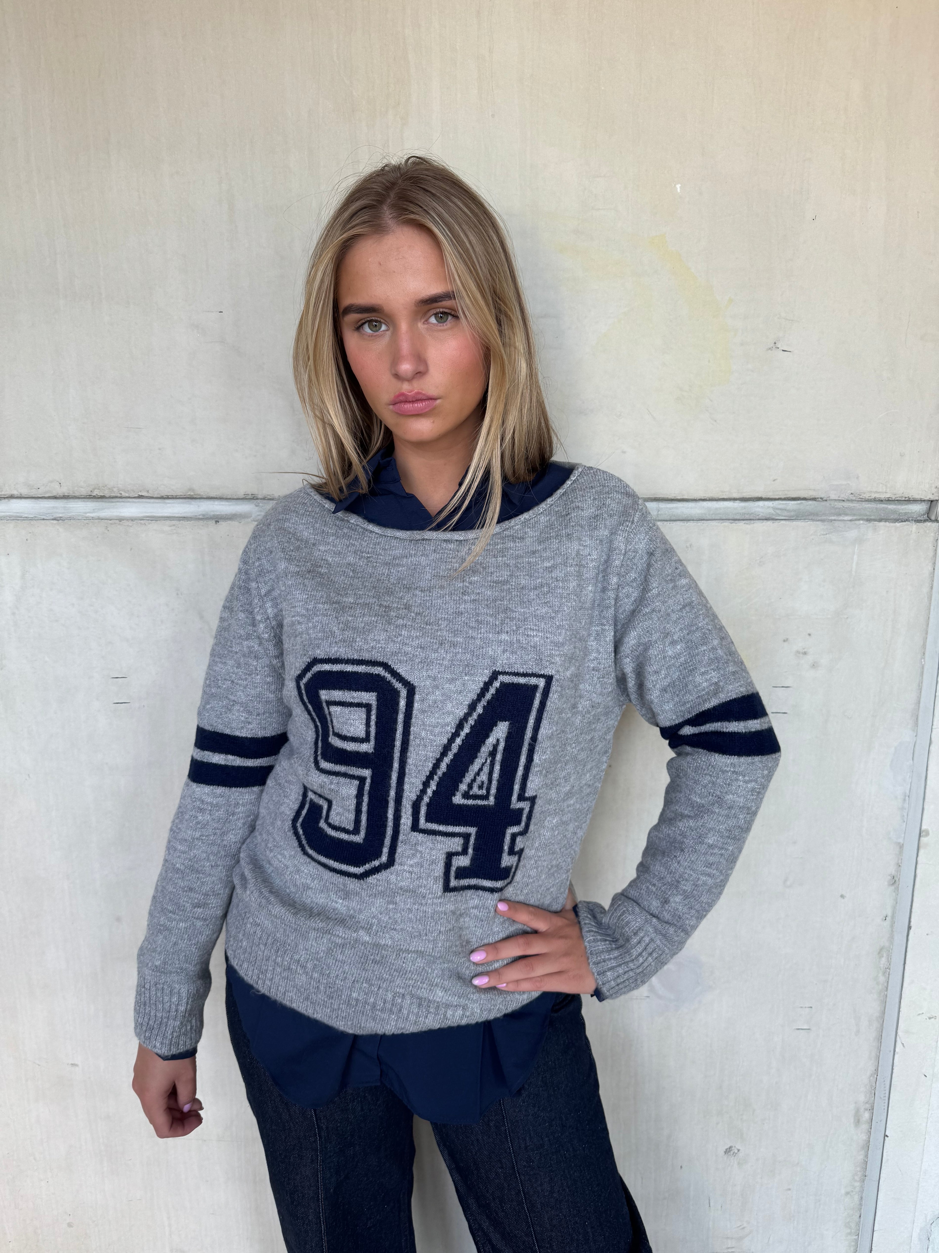 Trui Knitted 94 Grijs-Blauw