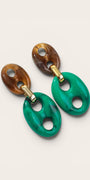 Bean Schakel Oorbellen Bruin / Turquoise