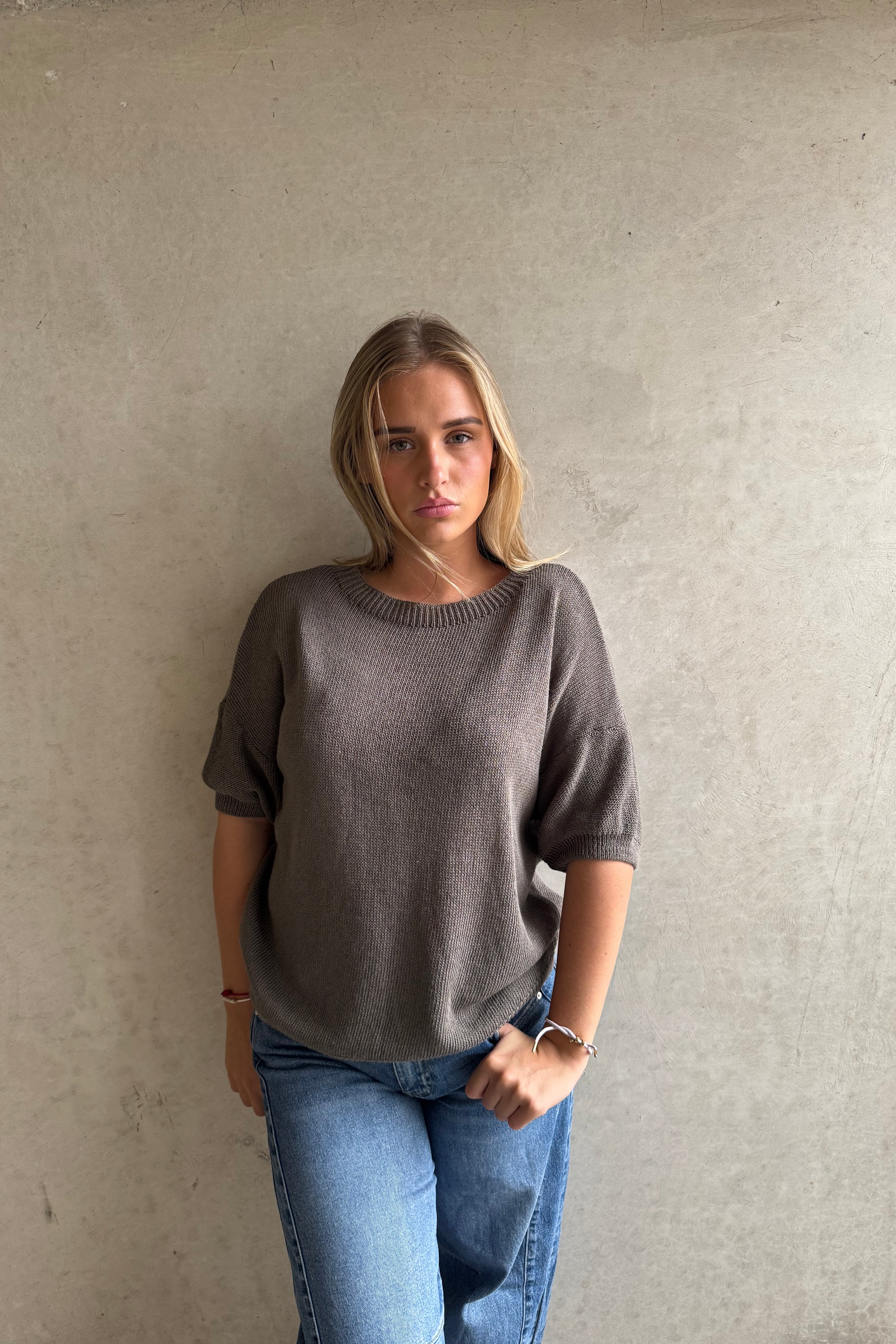 Trui Knitted Basic Taupe