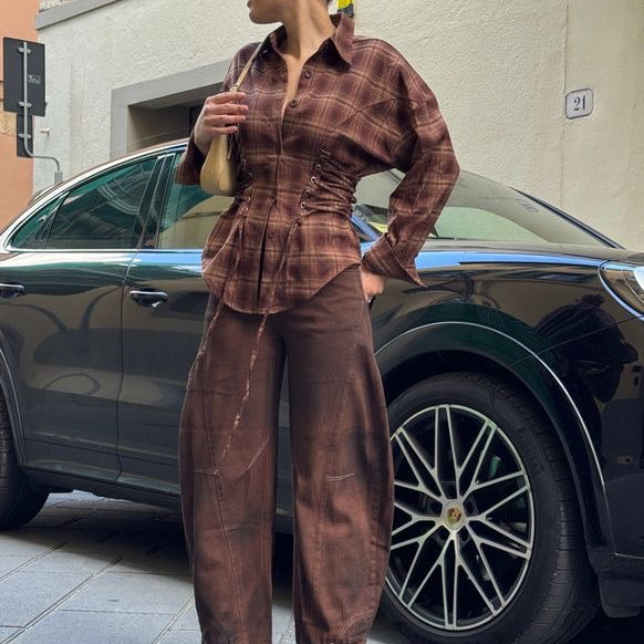 Blouse Rope Bruin Blok