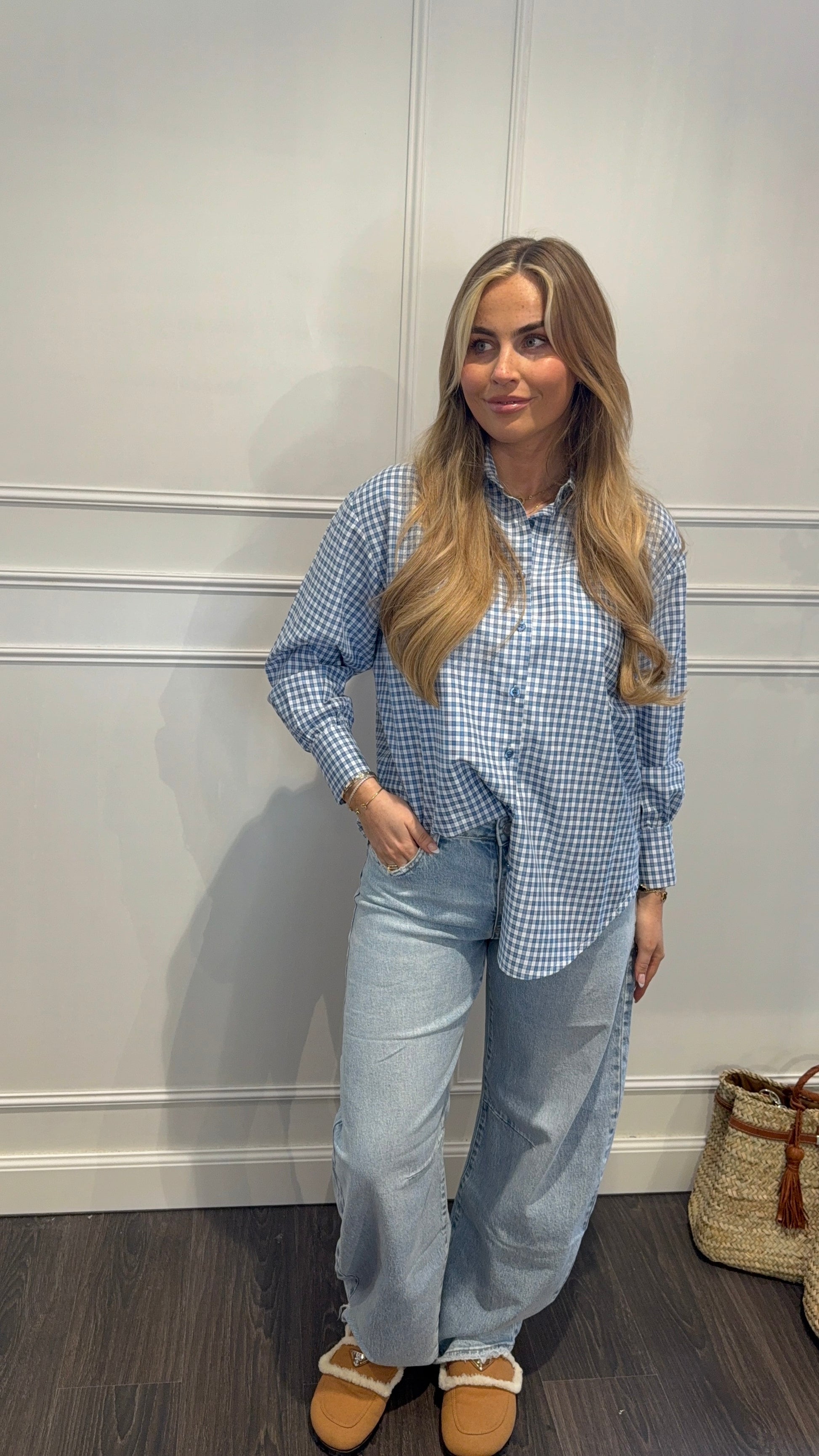 Blouse Ambika Vichy Ruit  Blauw