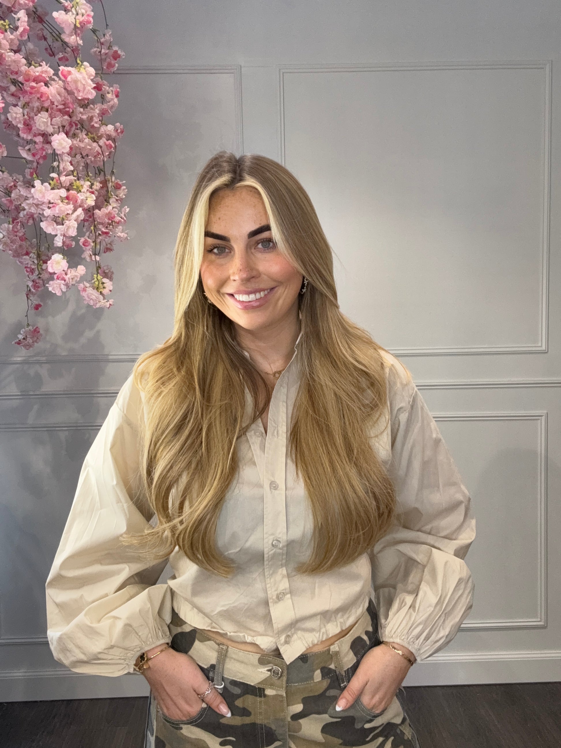 Blouse Cropped Beige met Koord
