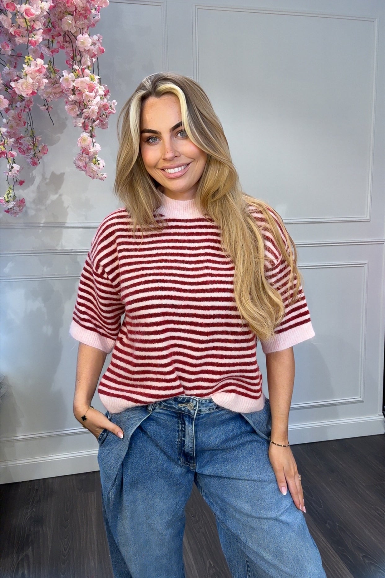 Trui Streep Roze Rood Sammy