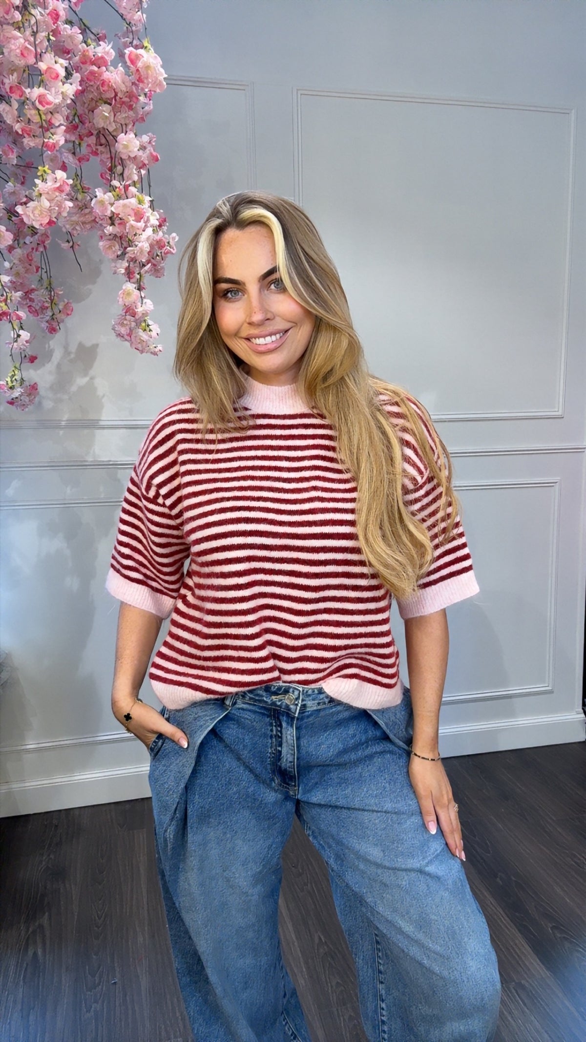 Trui Streep Roze Rood Sammy