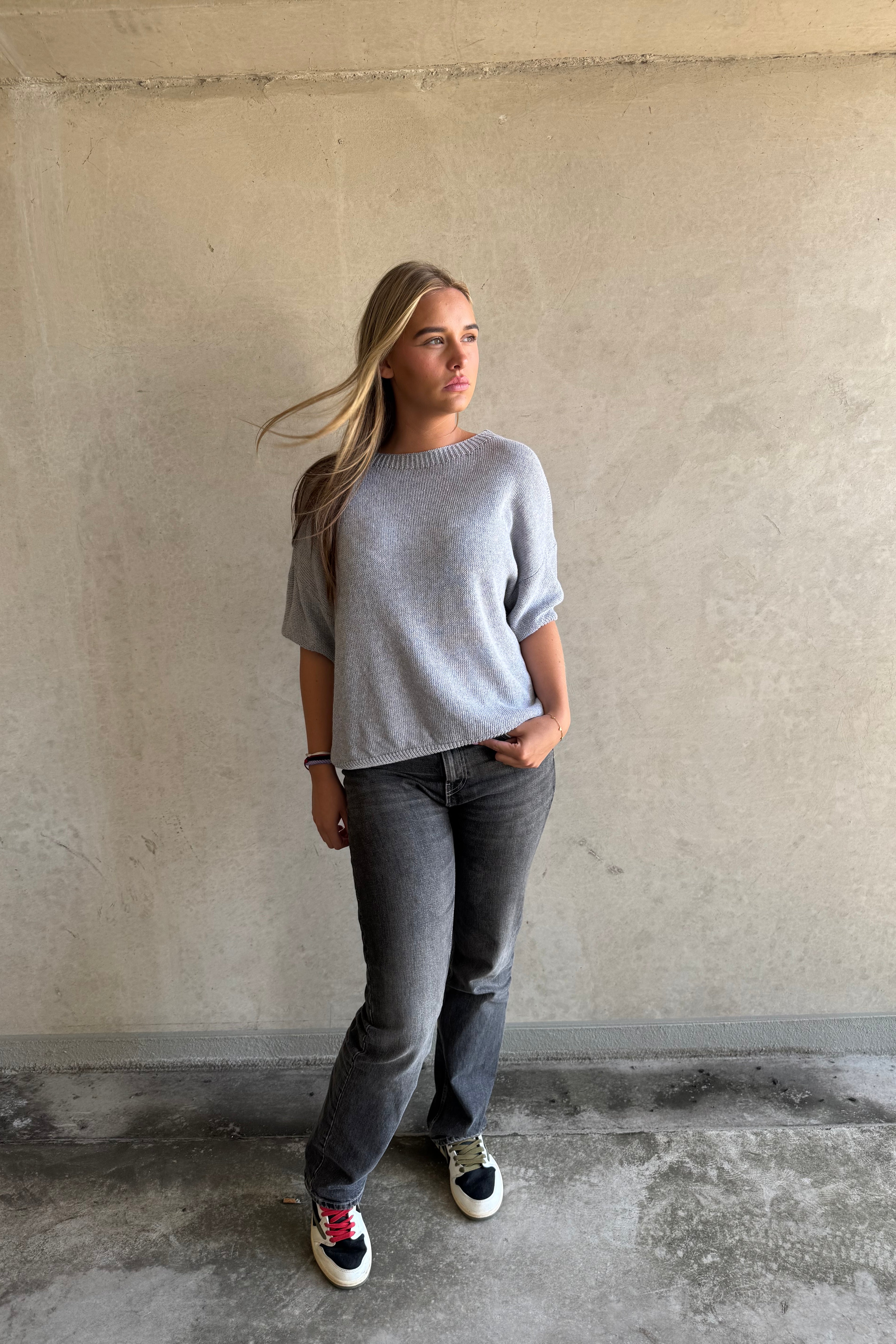 Trui Knitted Basic Grijs