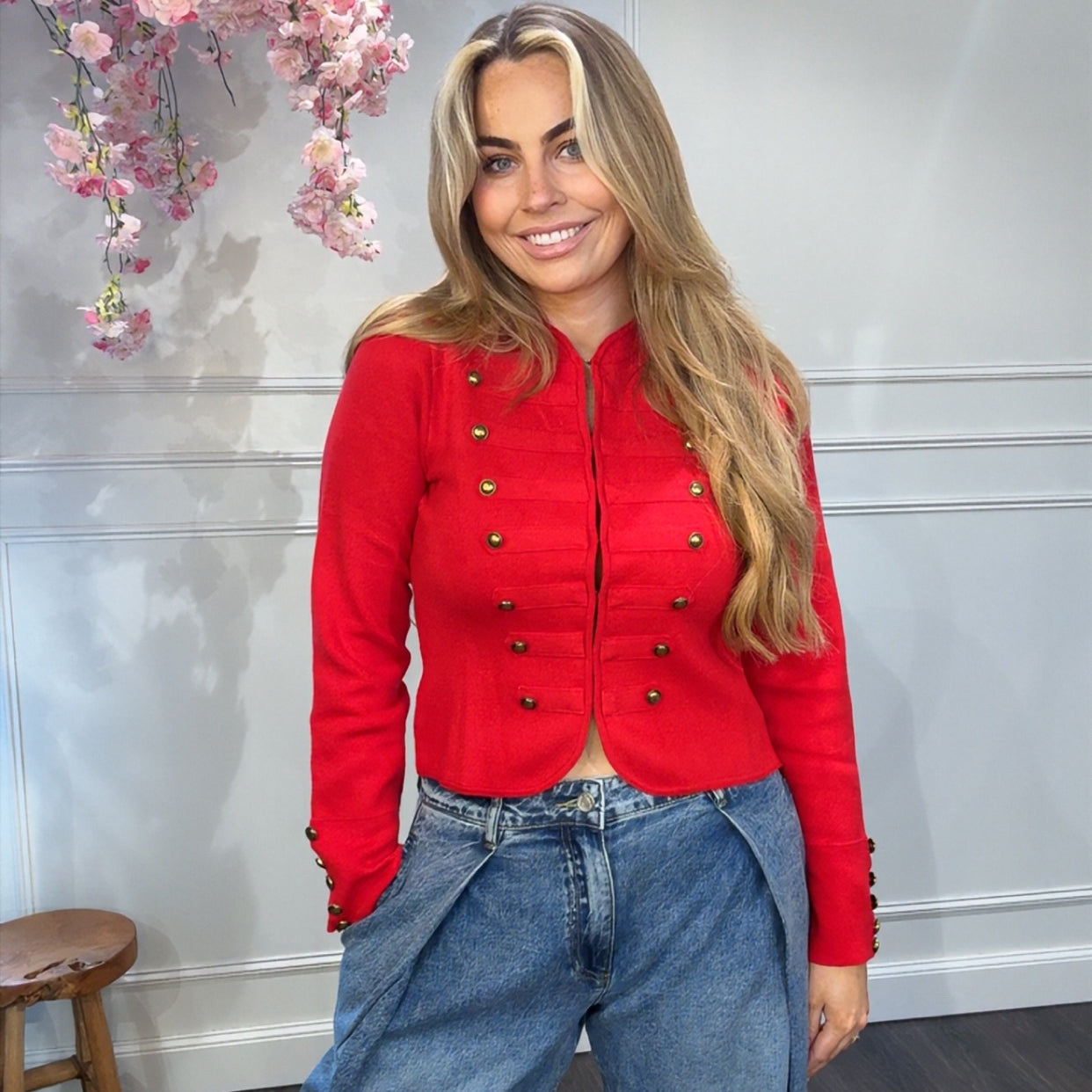 Vest Rood Gouden Knopen Lana
