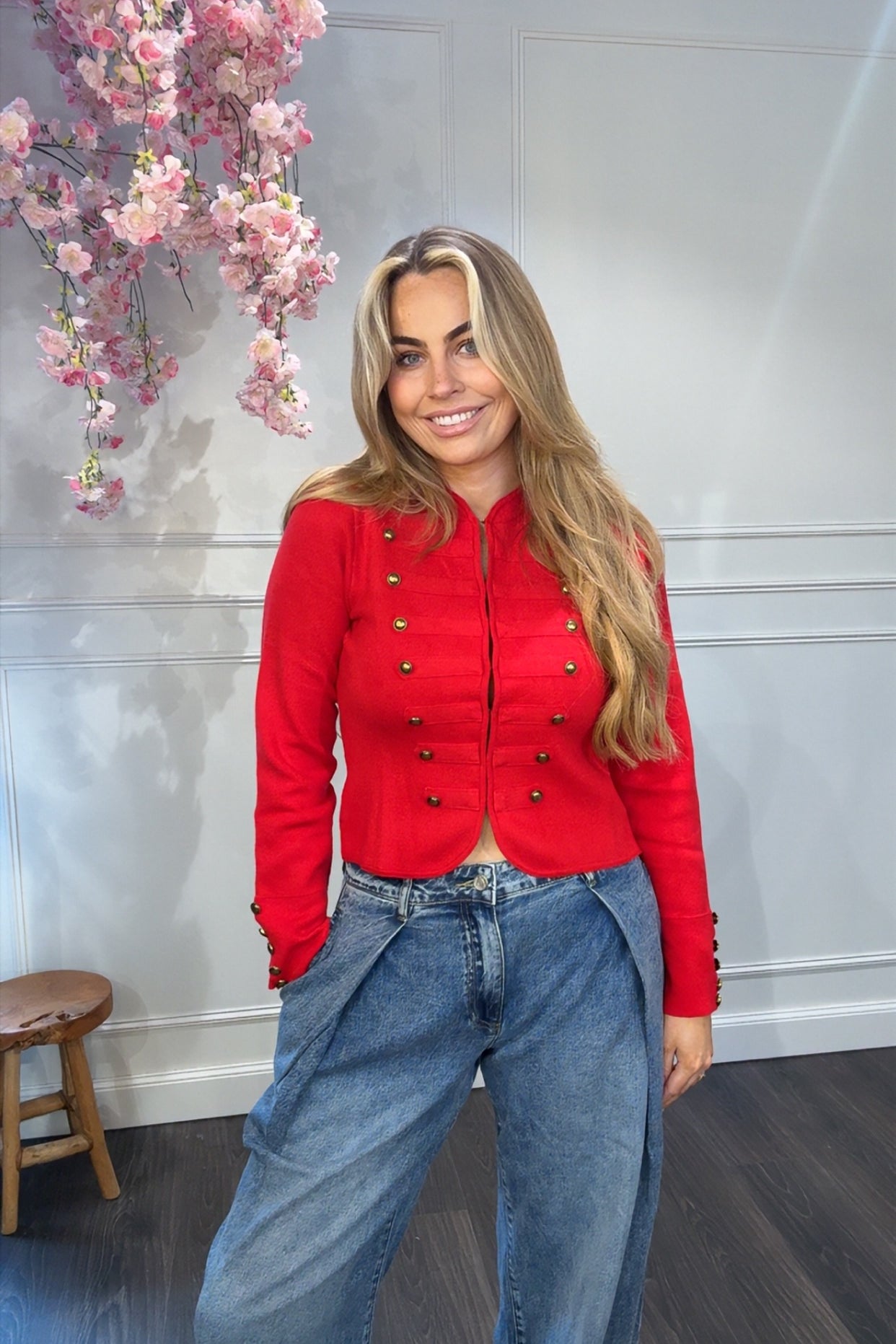 Vest Rood Gouden Knopen Lana