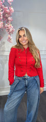 Vest Rood Gouden Knopen Lana