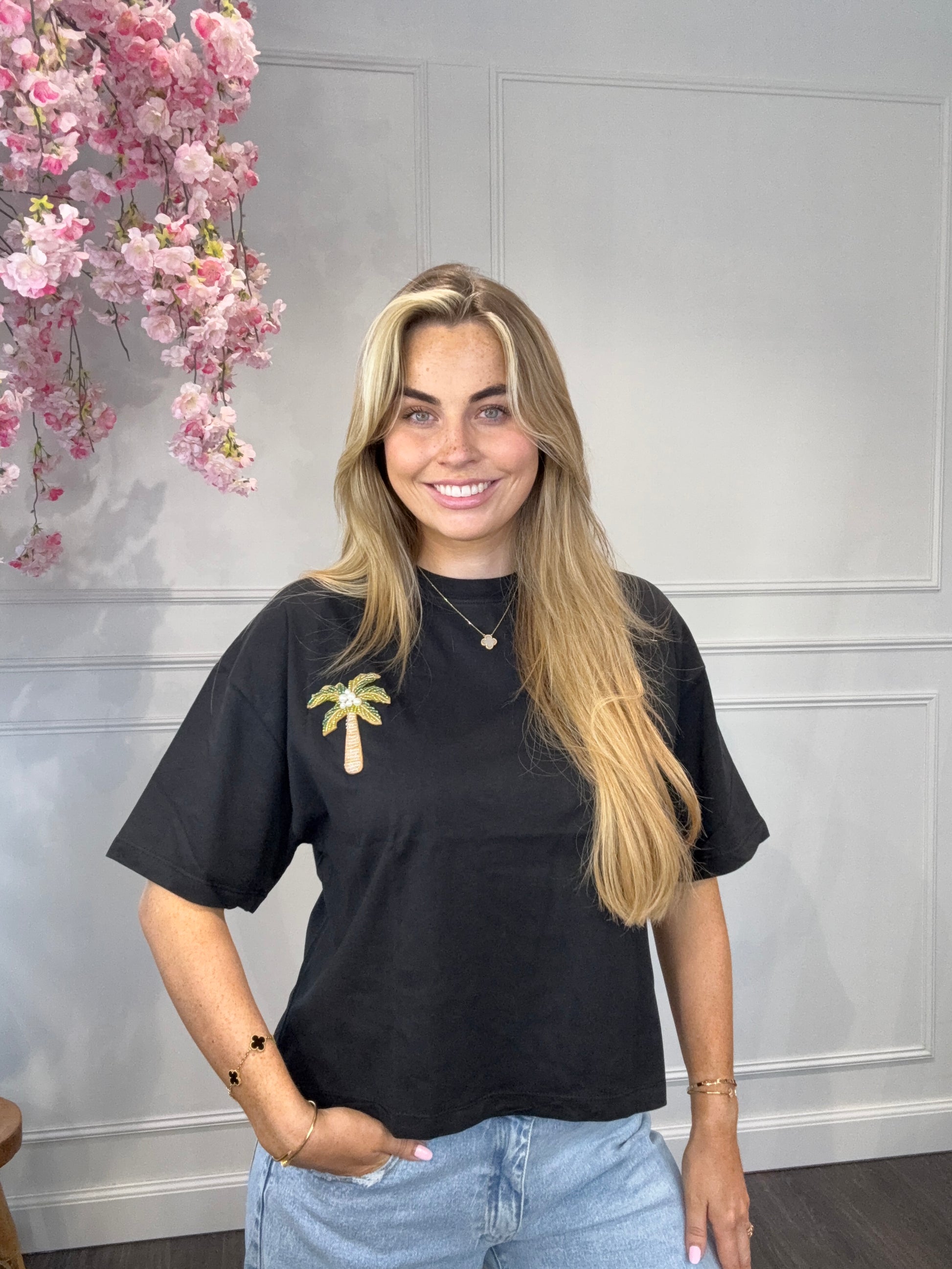 T-Shirt Palm Boom Zwart