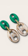 Bean Schakel Oorbellen Turquoise /Beige