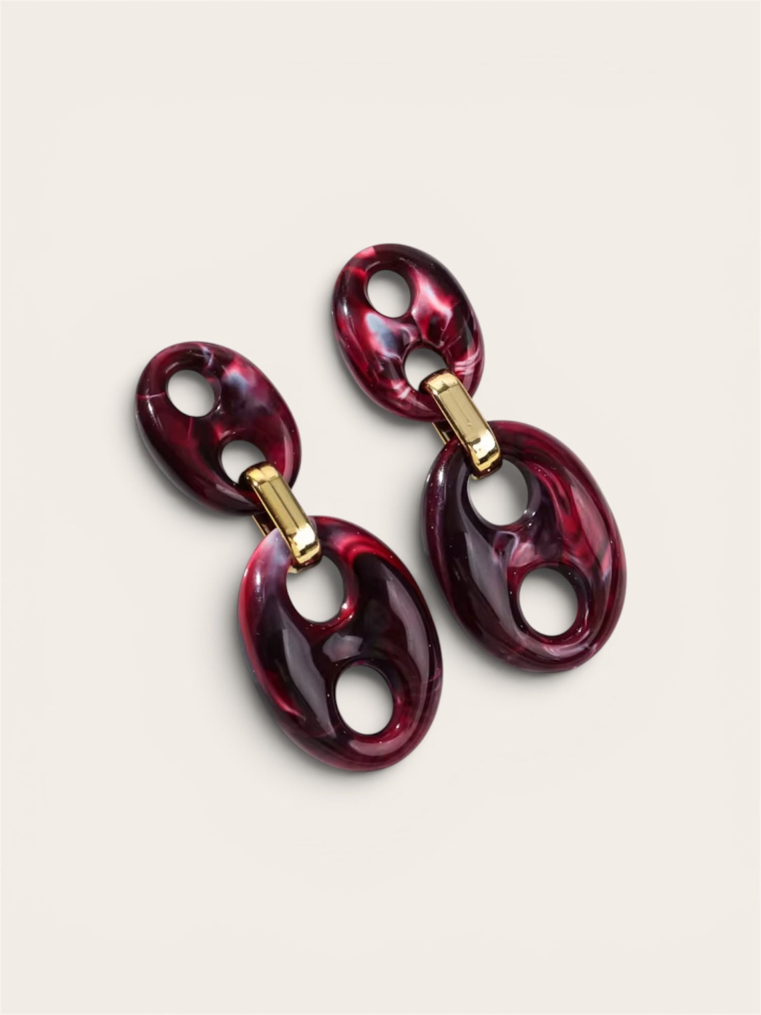 Bean Schakel Oorbellen Burgundy