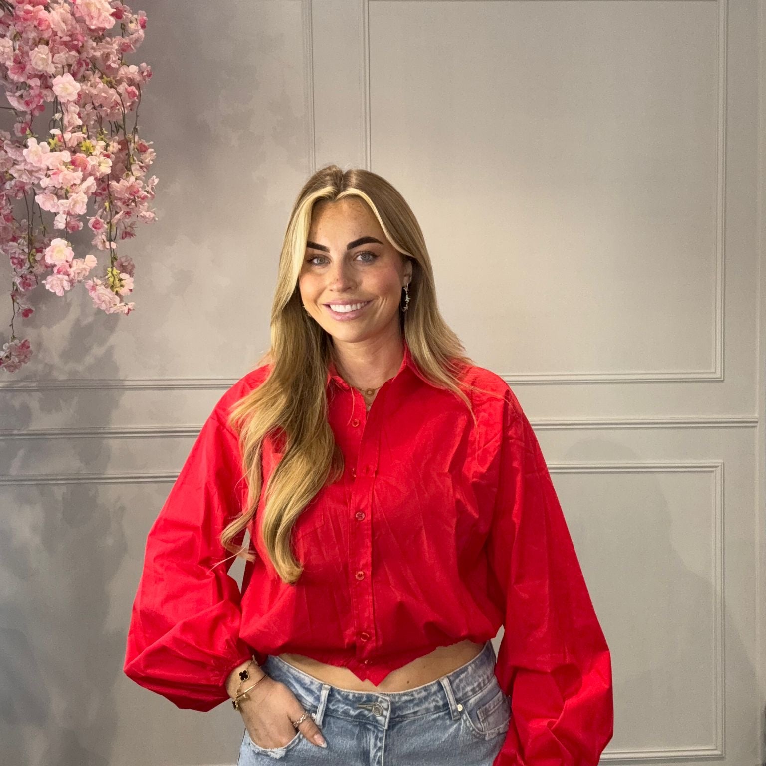 Blouse Cropped Rood met Koord