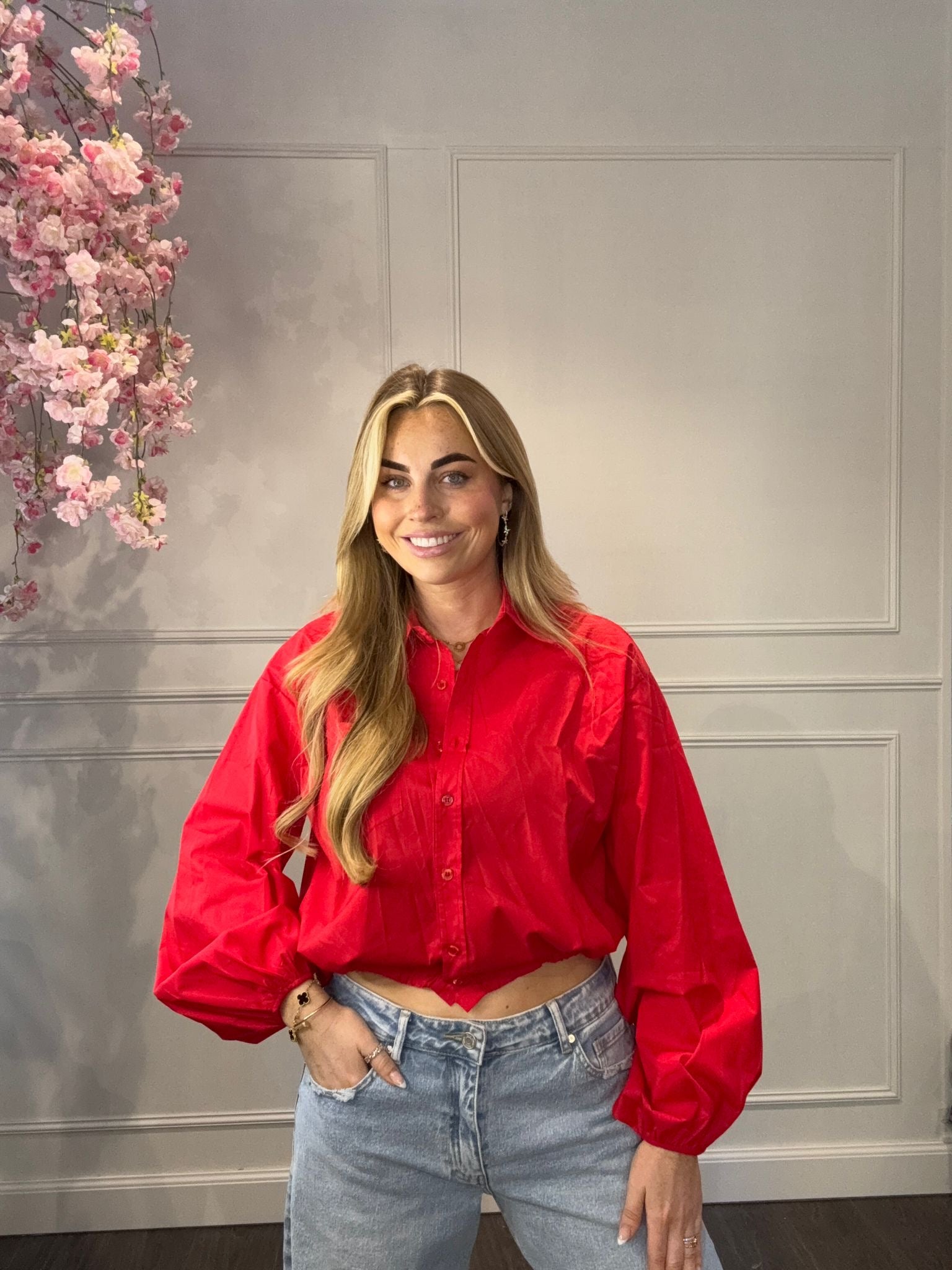Blouse Cropped Rood met Koord