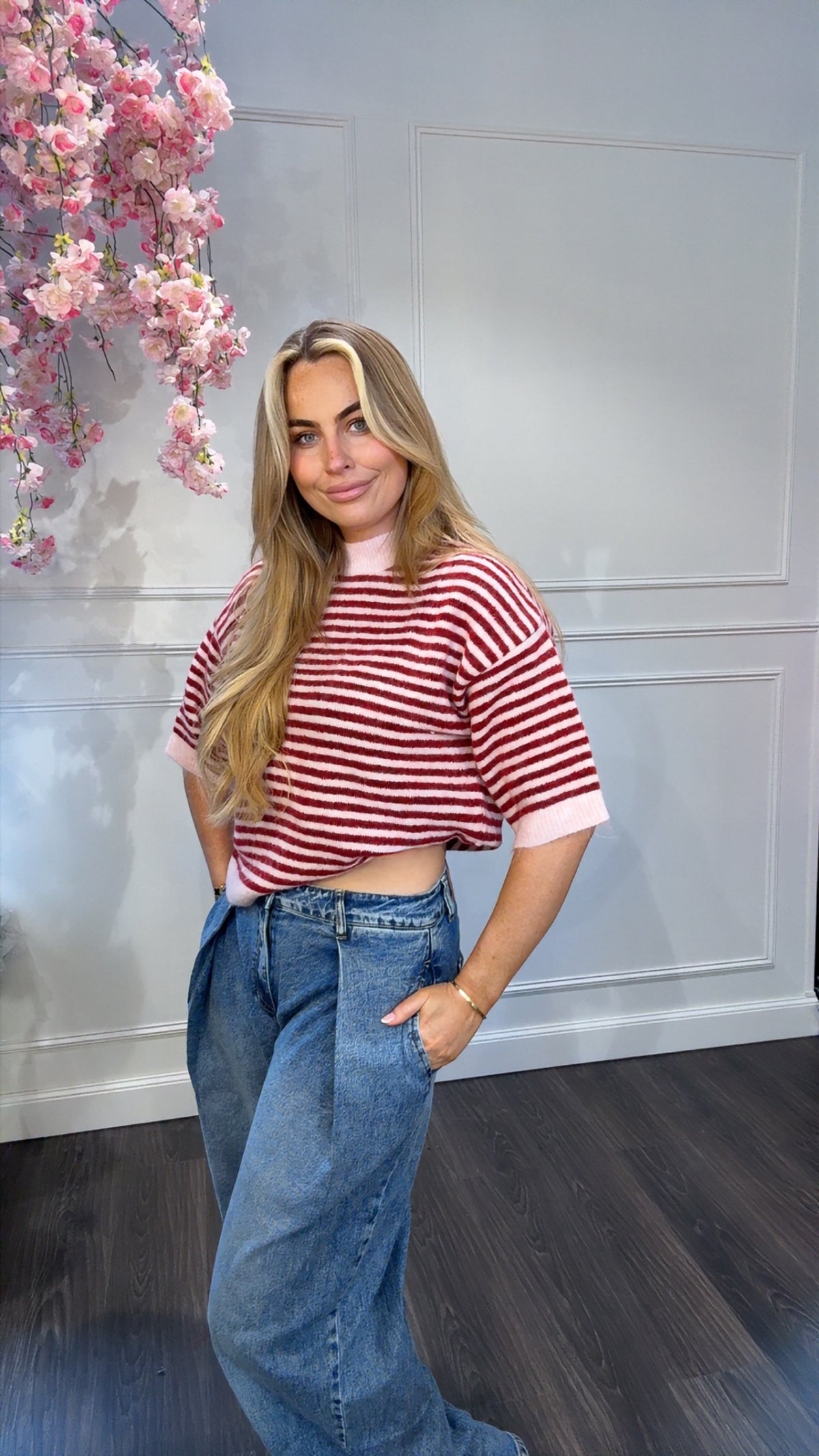 Trui Streep Roze Rood Sammy