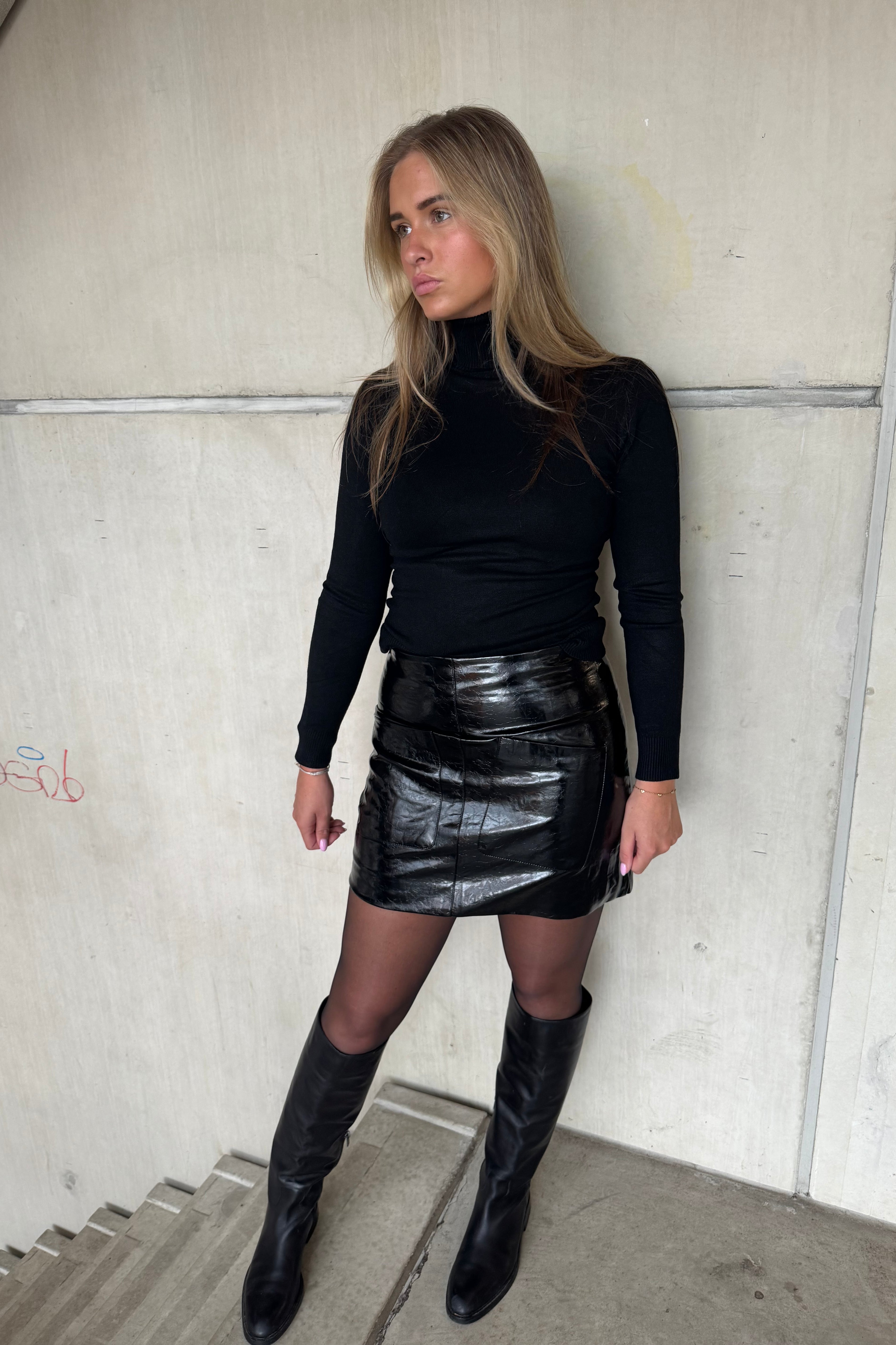 Rokje Pu Revival Zwart