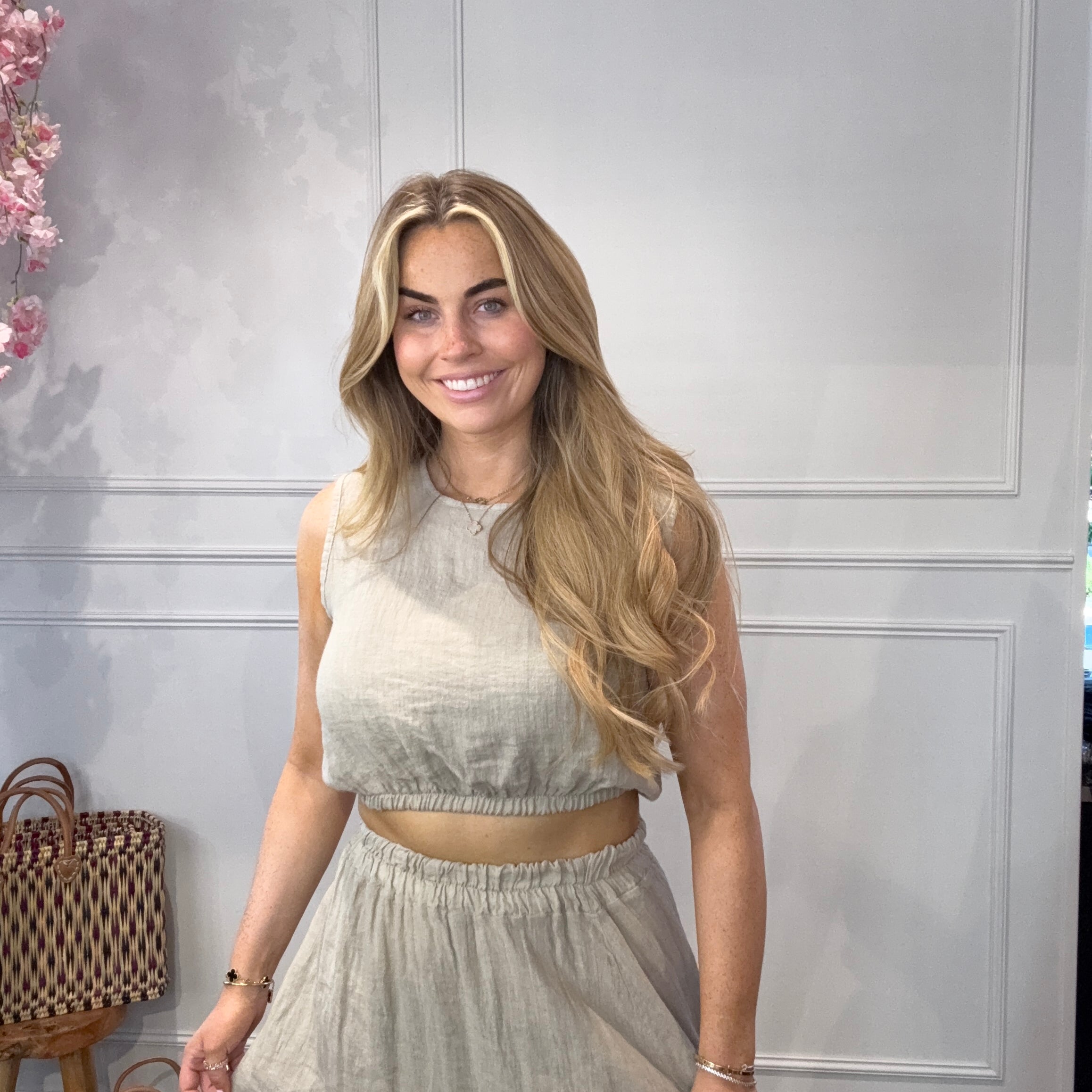 2 Delige Ambika Set Maxi Rok Beige
