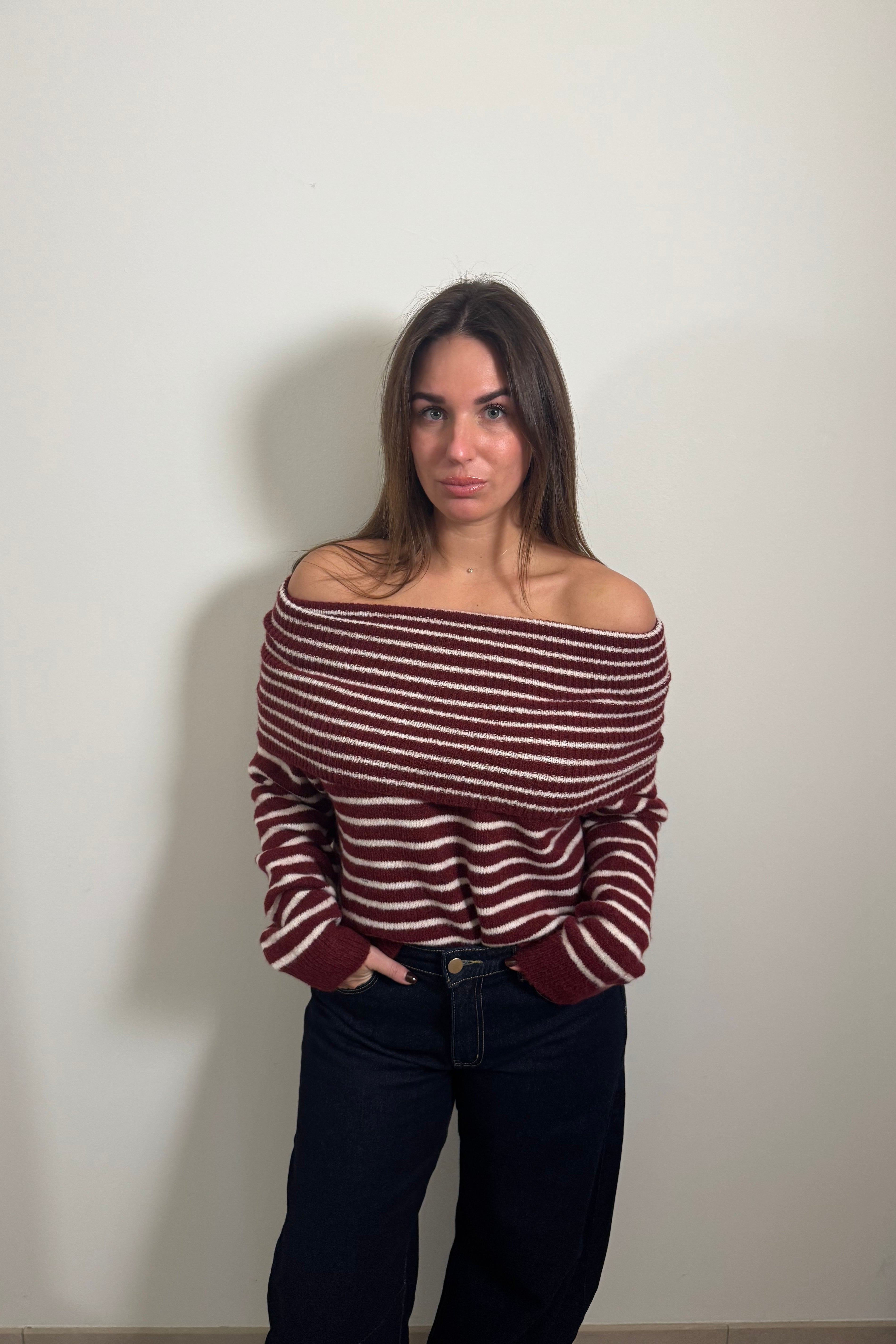 Trui Of Schouder Bordeaux