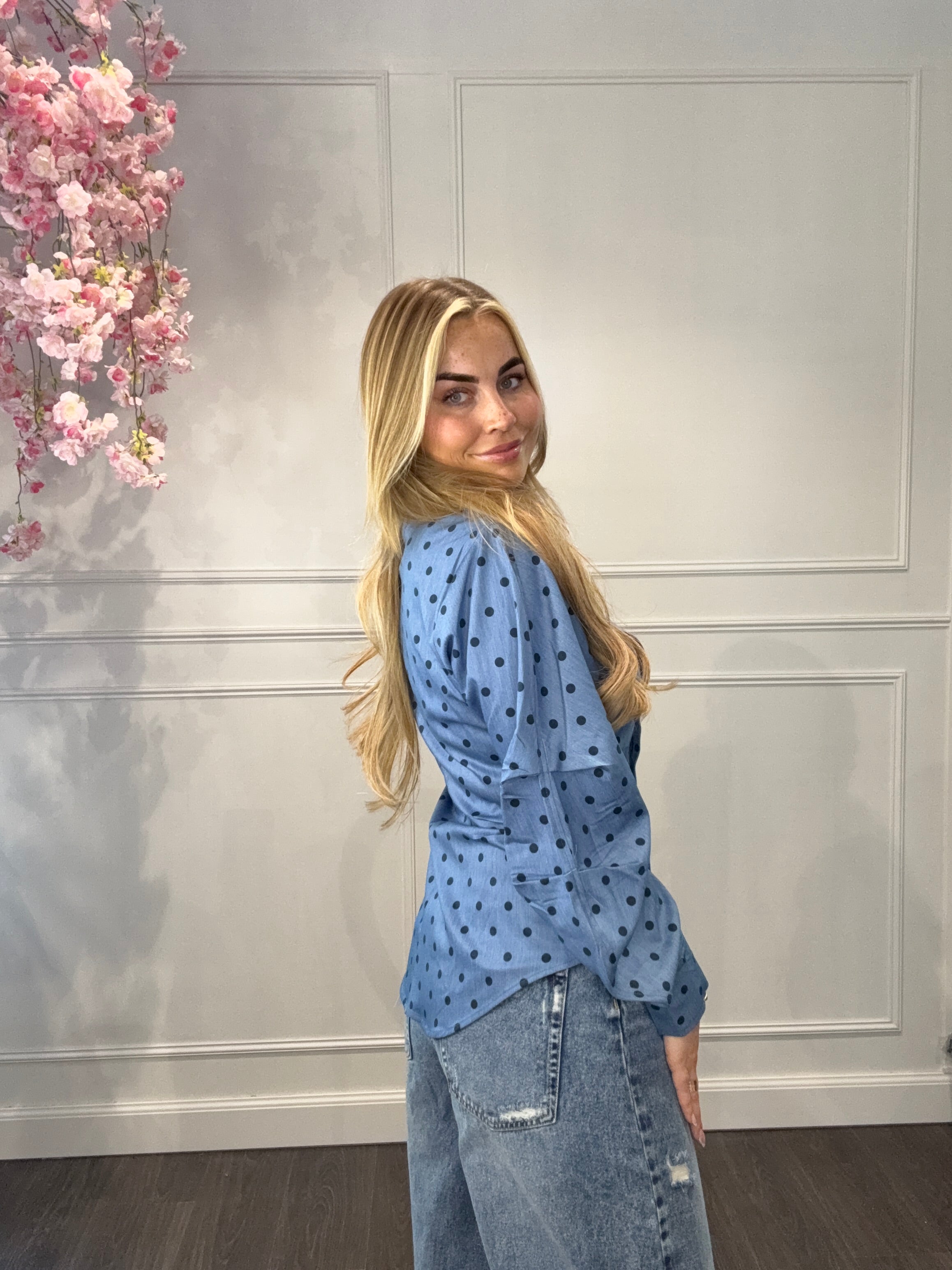 Blouse Polkadots Blauw