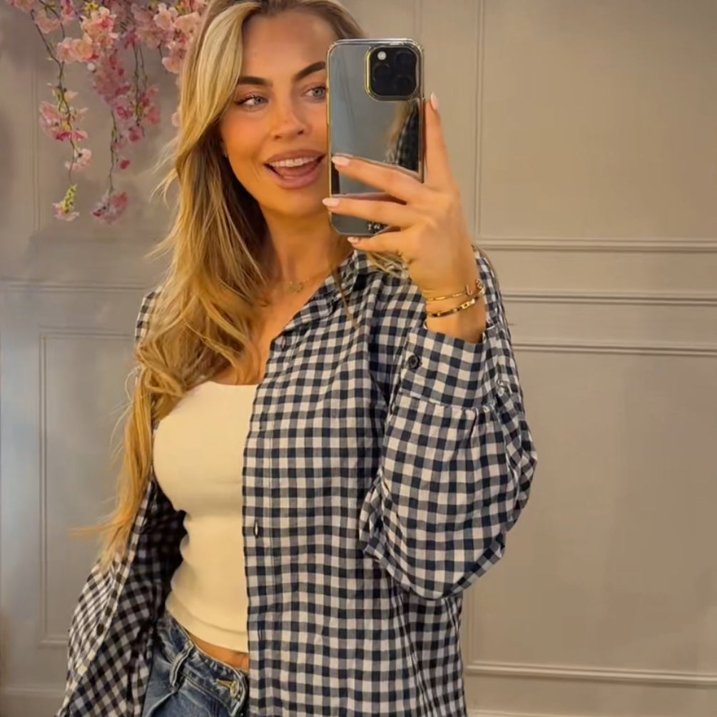 Blouse Blauw-Wit Geblokt