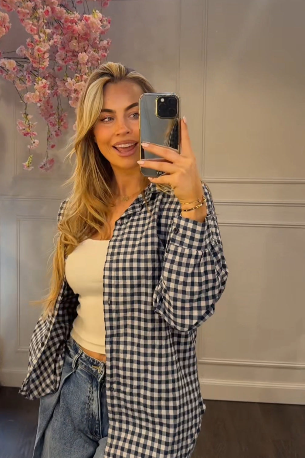 Blouse Blauw-Wit Geblokt