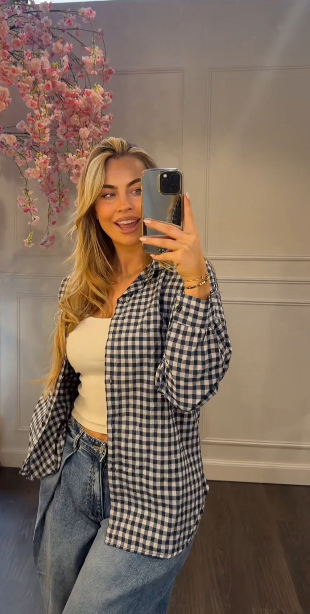 Blouse Blauw-Wit Geblokt