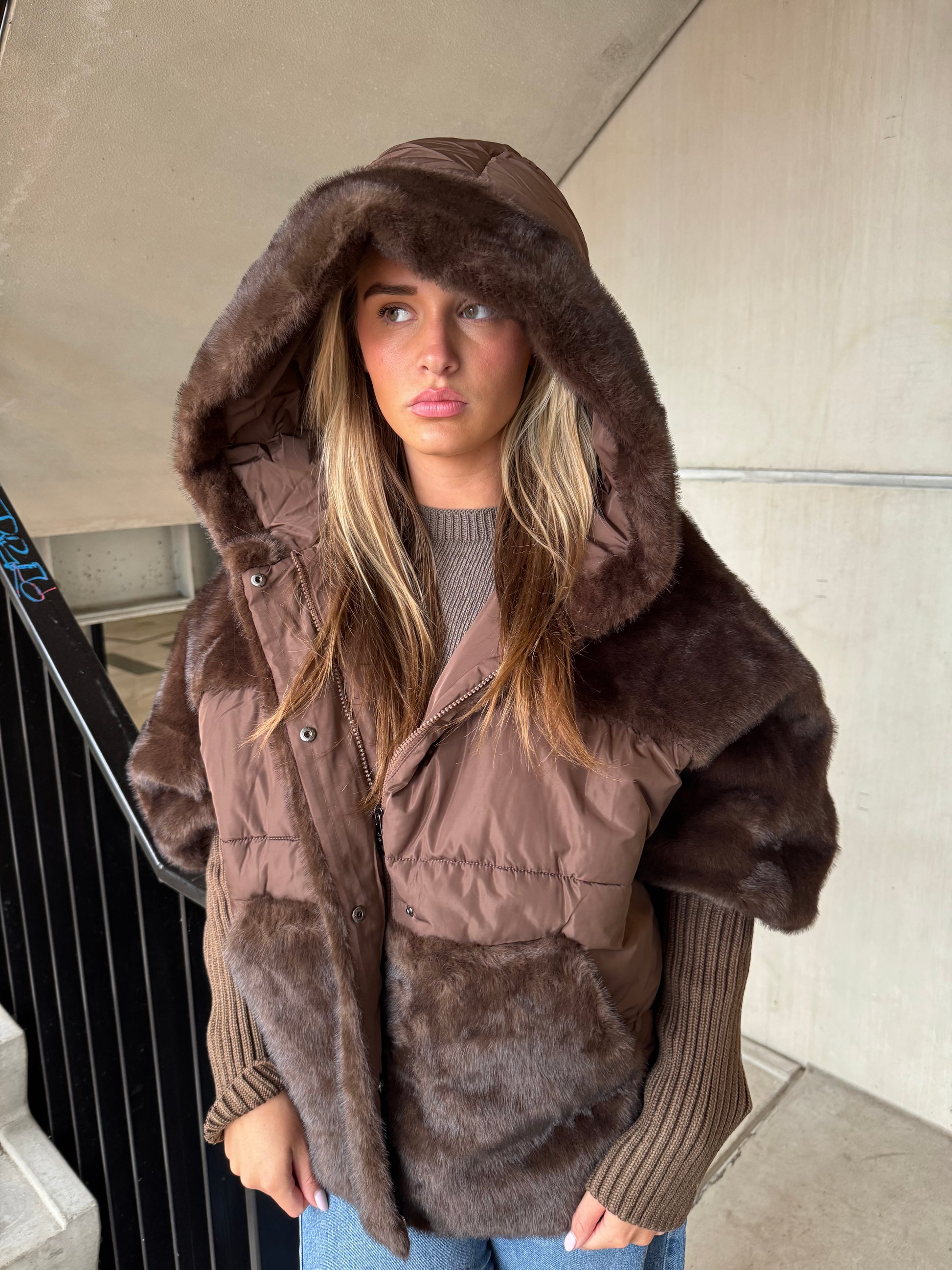Jas Duo Fake Fur Donker Bruin