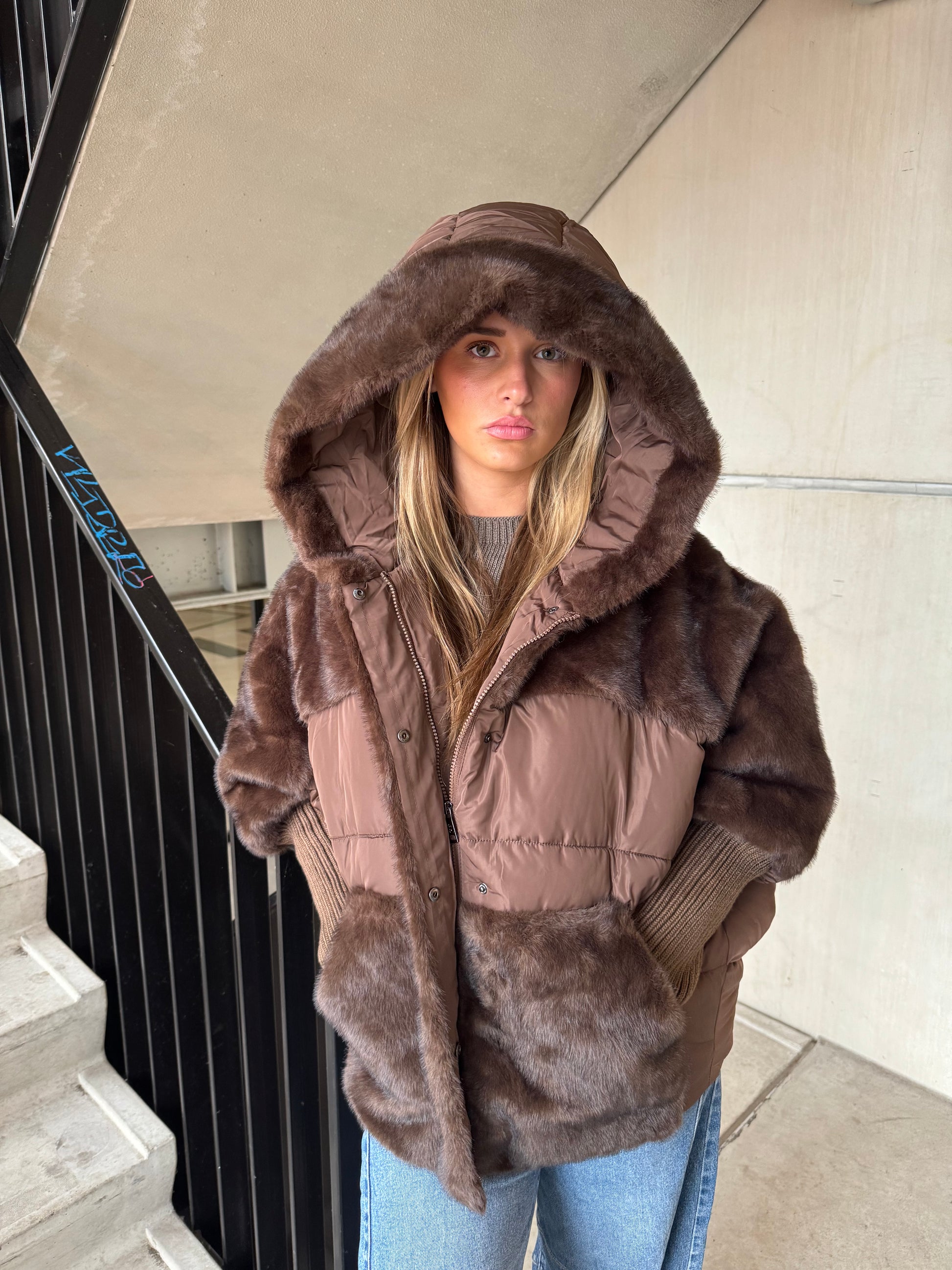 Jas Duo Fake Fur Donker Bruin
