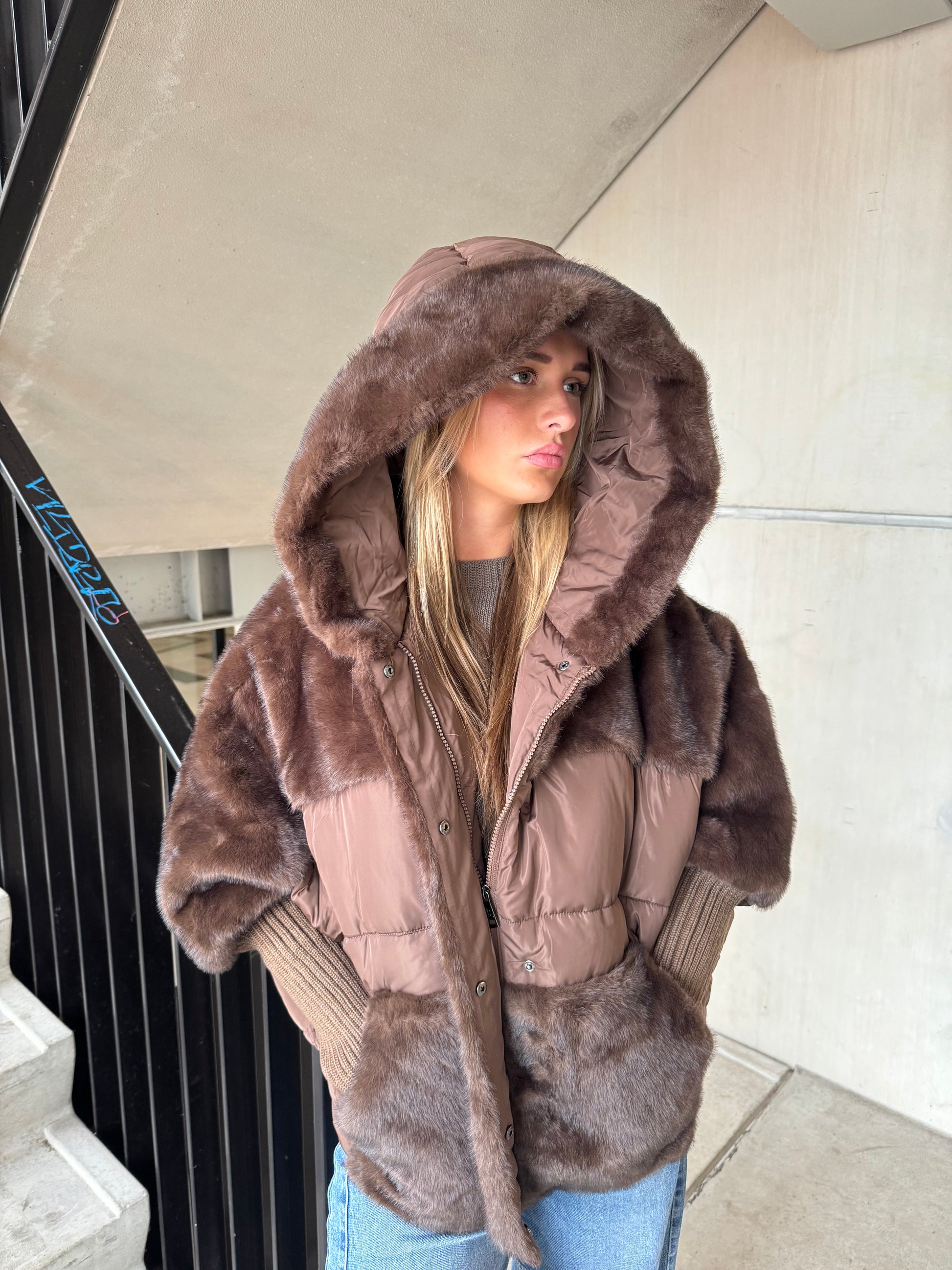 Jas Duo Fake Fur Donker Bruin