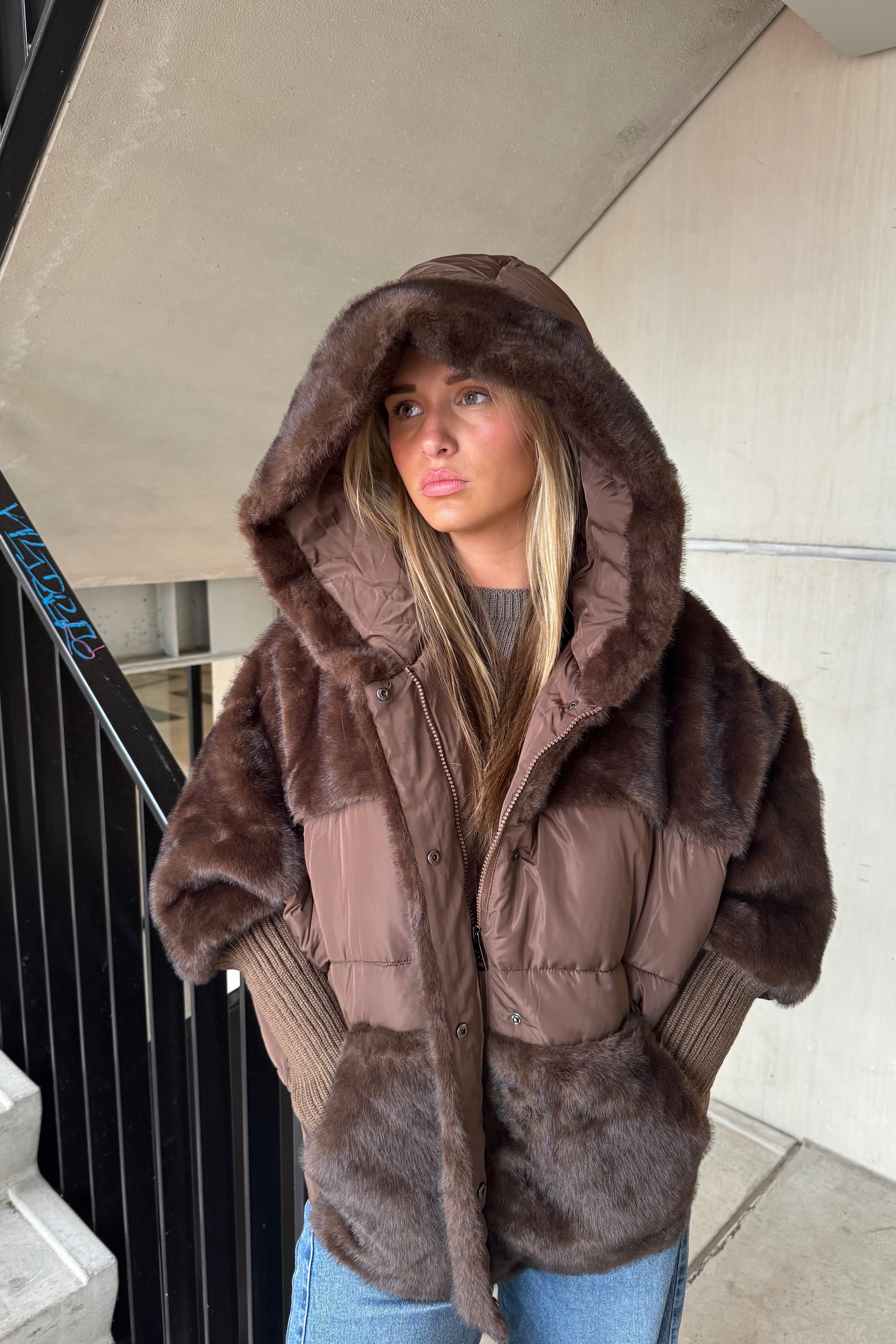 Jas Duo Fake Fur Donker Bruin