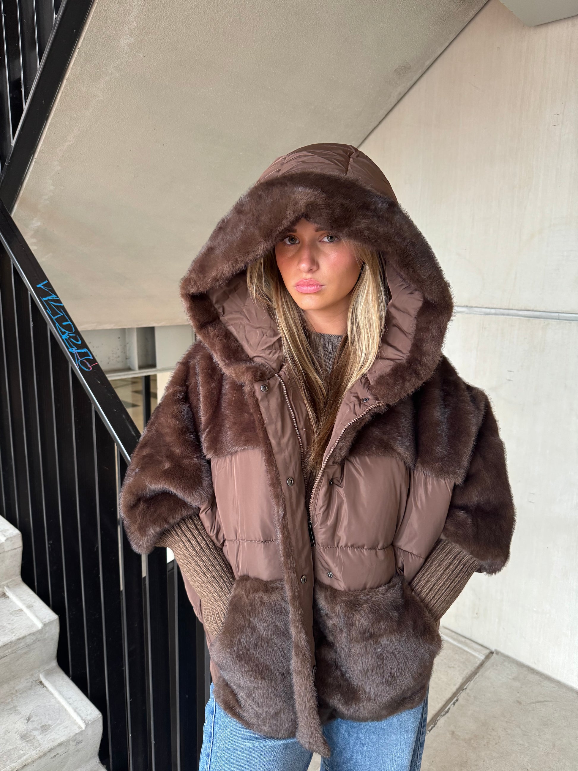 Jas Duo Fake Fur Donker Bruin